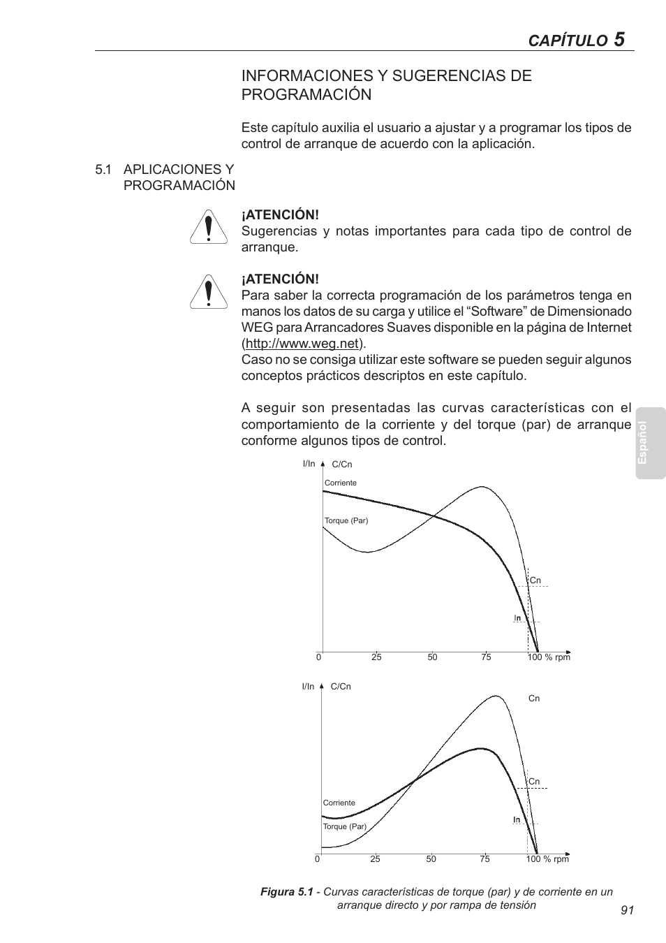 Informaciones y sugerencias de programación, 1 aplicaciones y programación, Capítulo | Xylem SSW-07 Soft-Starter User Manual | Page 92 / 161