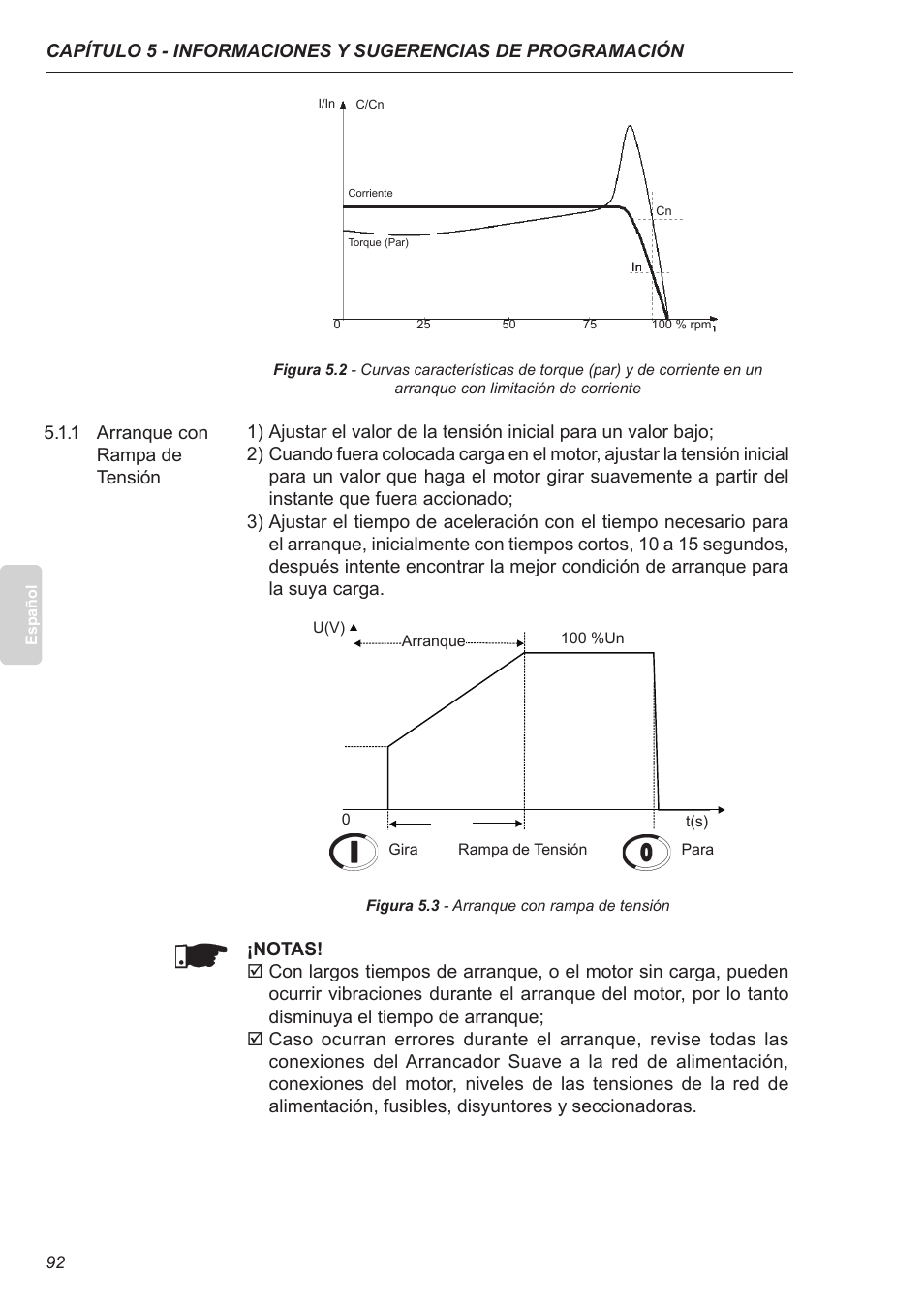 1 arranque con rampa de tensión | Xylem SSW-07 Soft-Starter User Manual | Page 93 / 161