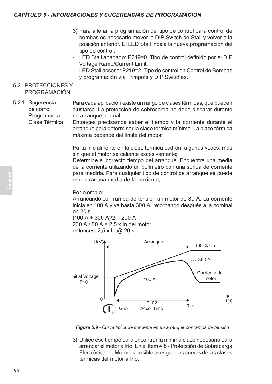 2 protecciones y programación, 1 sugerencia de como programar la clase térmica | Xylem SSW-07 Soft-Starter User Manual | Page 97 / 161