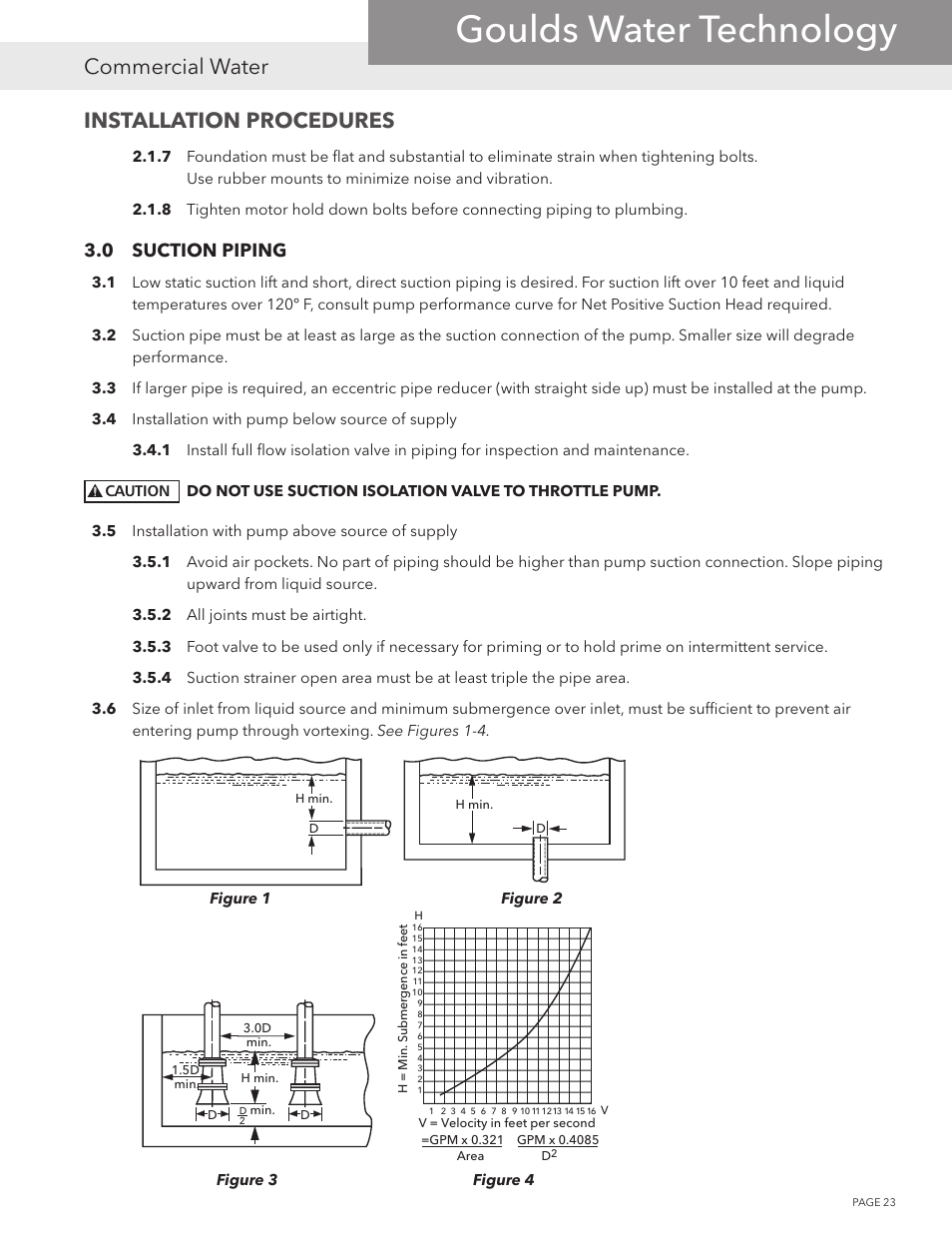 Goulds water technology, Commercial water, Installation procedures | 0 suction piping | Xylem NPOPTM NPO Product Training Manual User Manual | Page 23 / 28