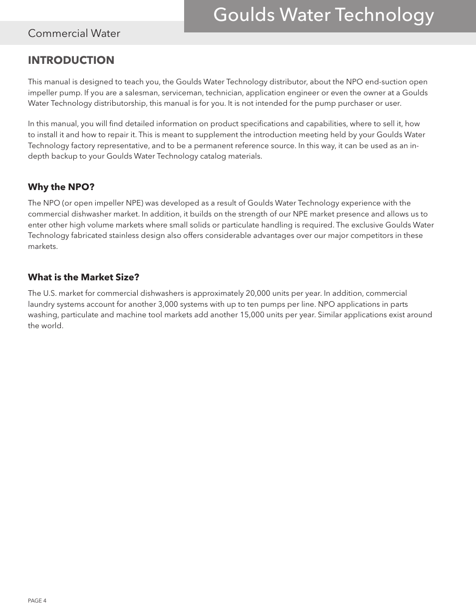 Goulds water technology | Xylem NPOPTM NPO Product Training Manual User Manual | Page 4 / 28