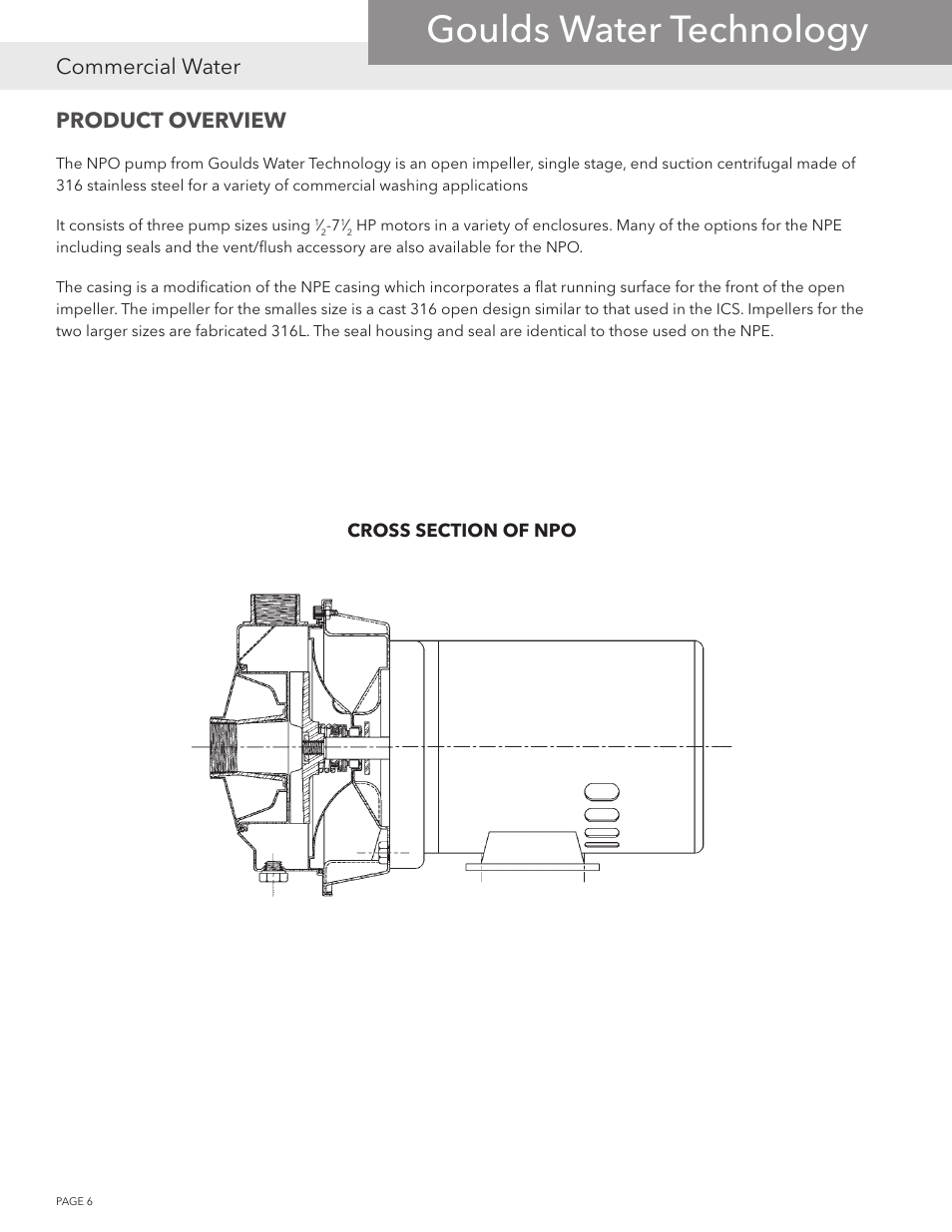 Goulds water technology, Commercial water, Product overview | Xylem NPOPTM NPO Product Training Manual User Manual | Page 6 / 28