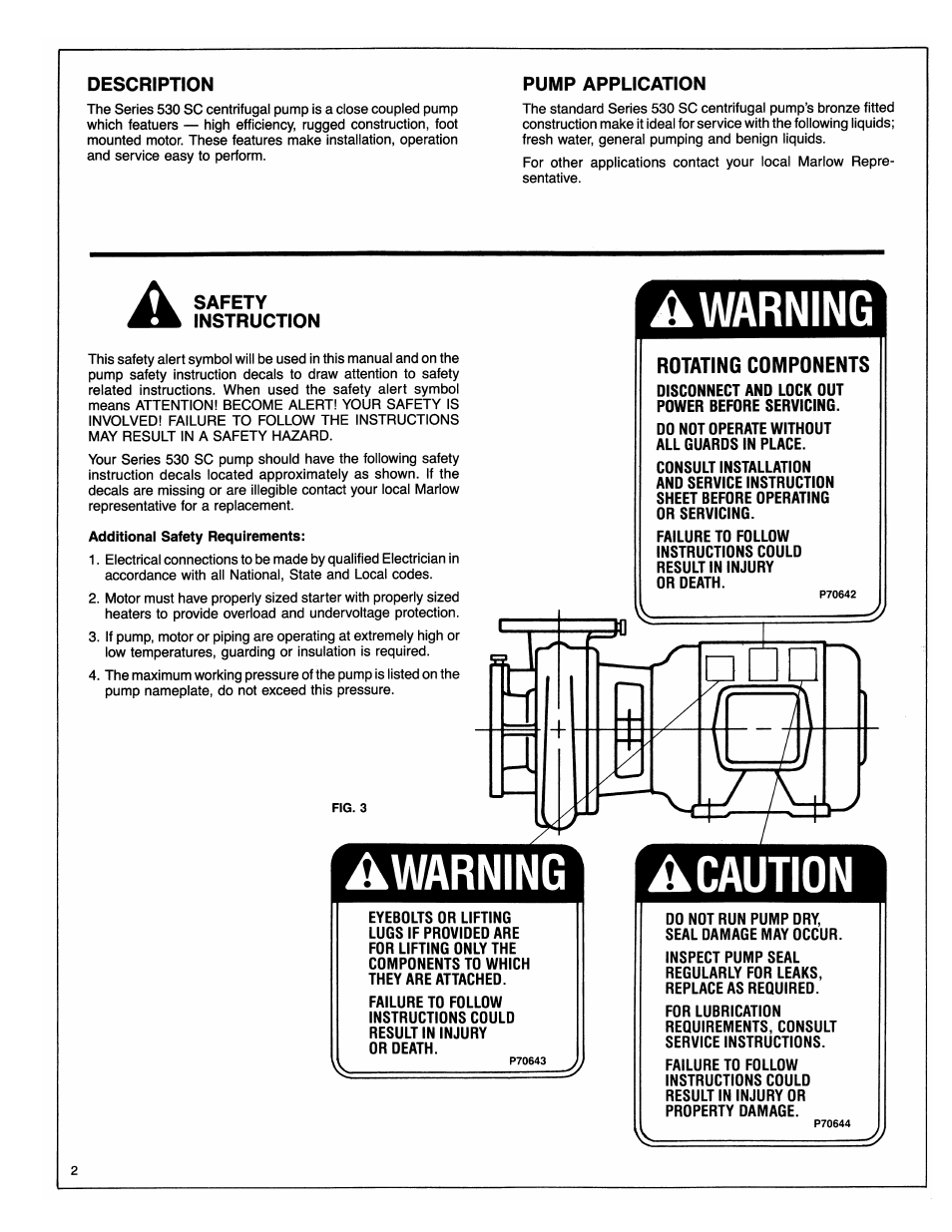 Xylem P81850C Marlow Series 530 SC Close Coupled Centrifugal Pumps User Manual | Page 2 / 8