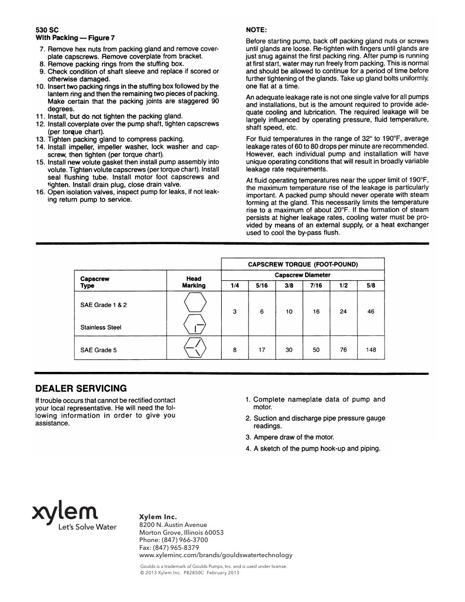 Xylem P81850C Marlow Series 530 SC Close Coupled Centrifugal Pumps User Manual | Page 8 / 8