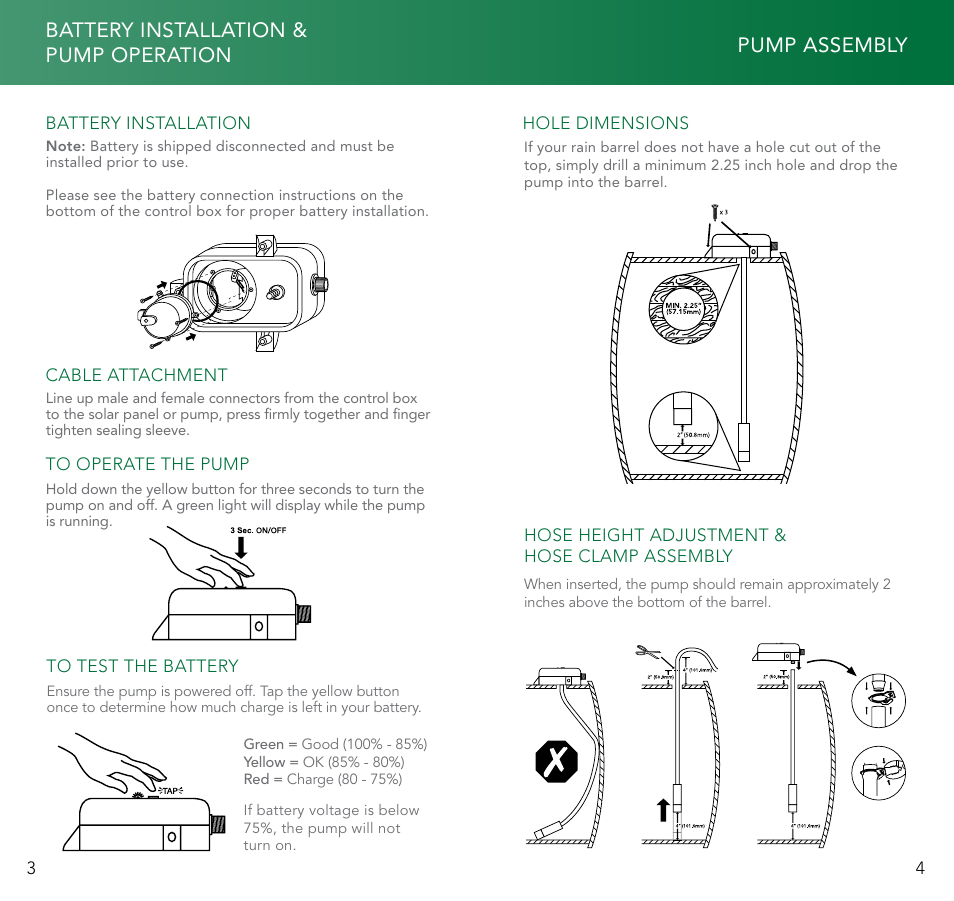 Xylem RainPerfect Solar Powered Rain Barrel Pump System User Manual | Page 3 / 7