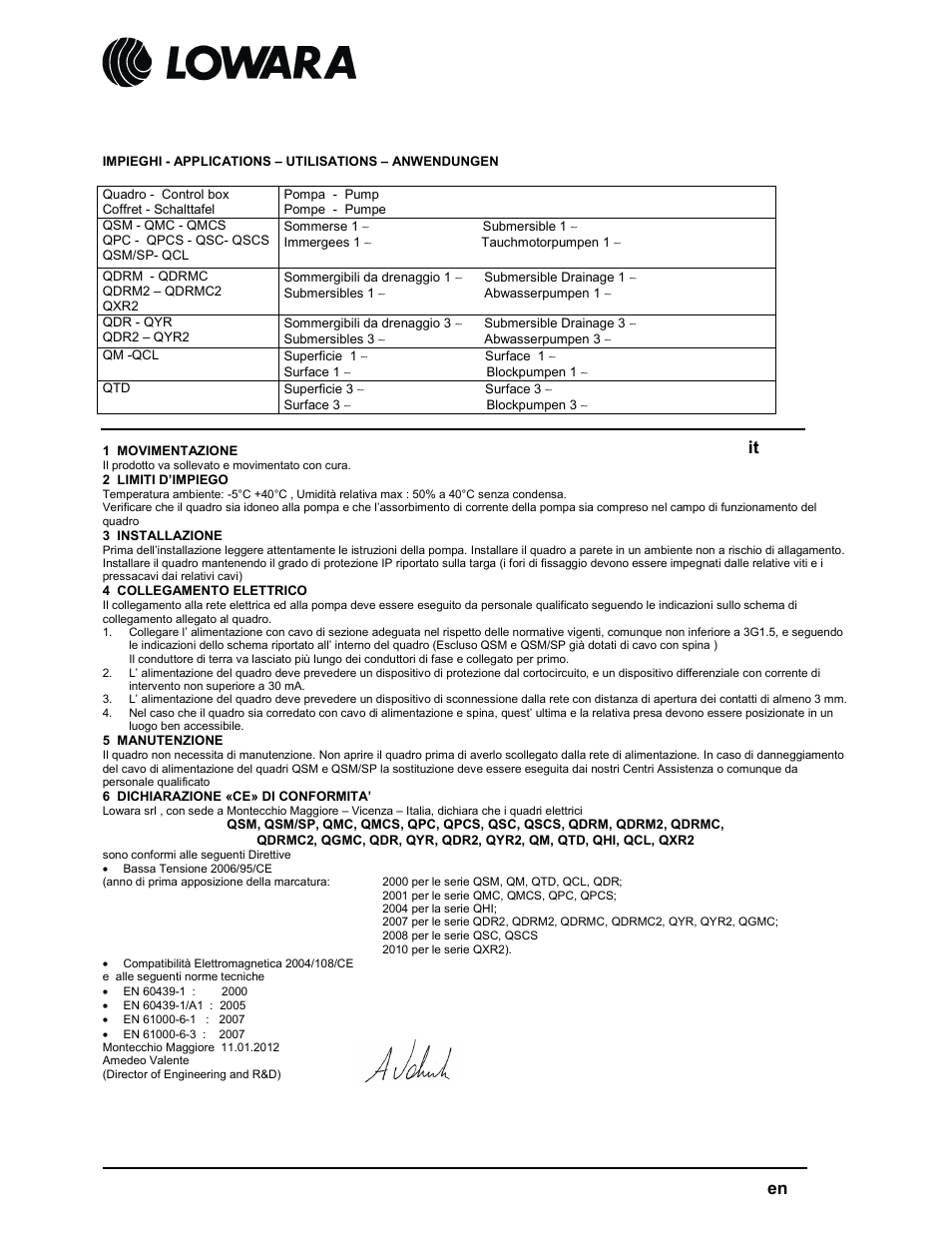 En it | Xylem Control Panels QSM, QM(P,S)C, QD(Y)R, QGM, QCL, QXR, QHI User Manual | Page 3 / 4