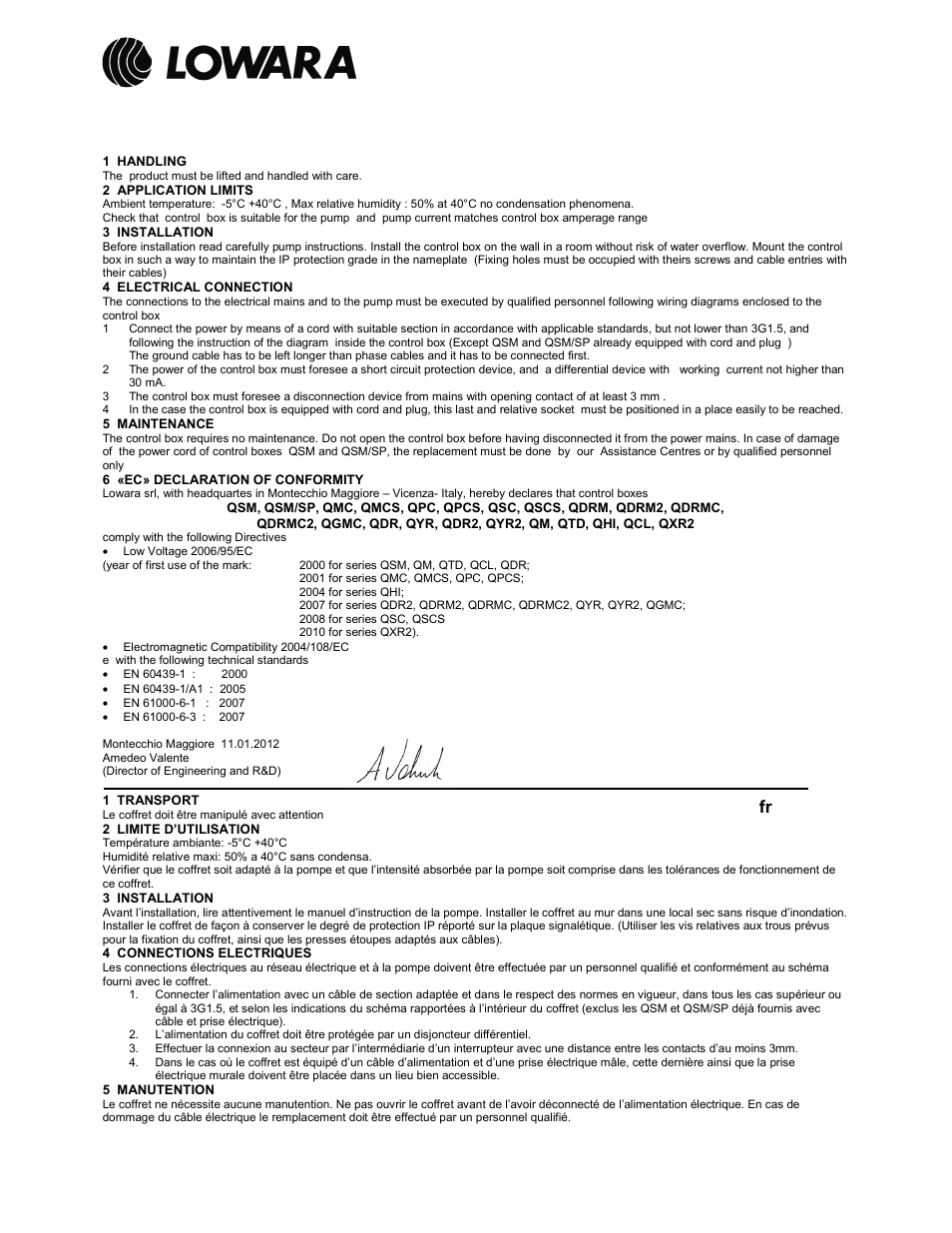 Xylem Control Panels QSM, QM(P,S)C, QD(Y)R, QGM, QCL, QXR, QHI User Manual | Page 4 / 4