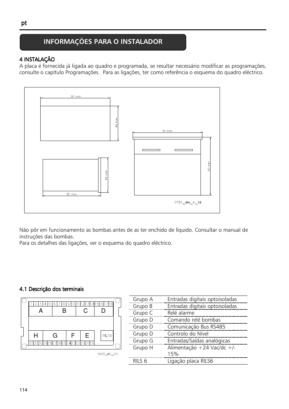 Xylem Fixed speed booster sets programming manual/Electronic control board SM30 User Manual | Page 114 / 168