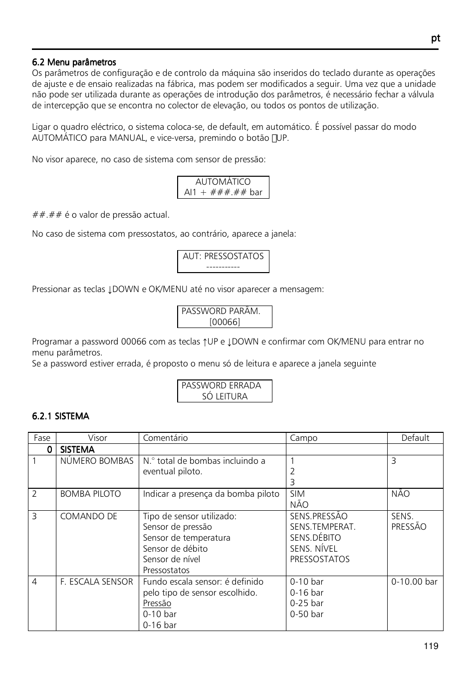 Xylem Fixed speed booster sets programming manual/Electronic control board SM30 User Manual | Page 119 / 168