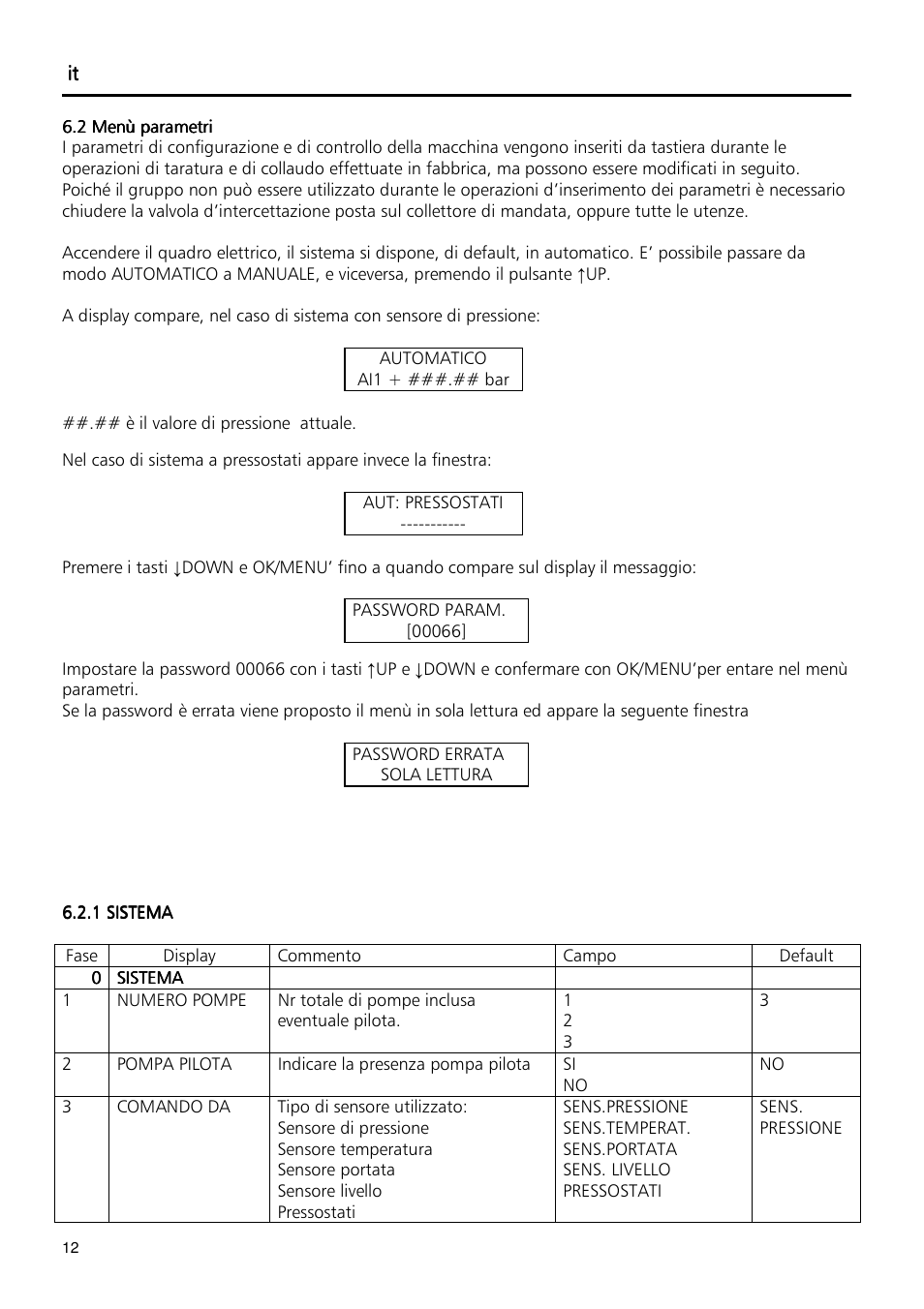 Xylem Fixed speed booster sets programming manual/Electronic control board SM30 User Manual | Page 12 / 168