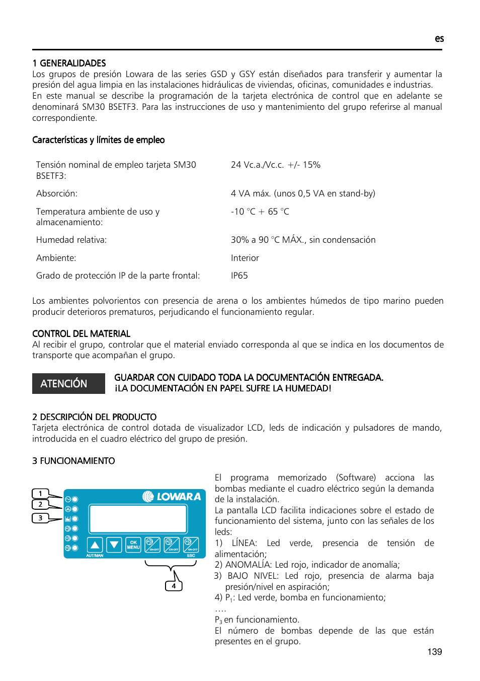 Xylem Fixed speed booster sets programming manual/Electronic control board SM30 User Manual | Page 139 / 168