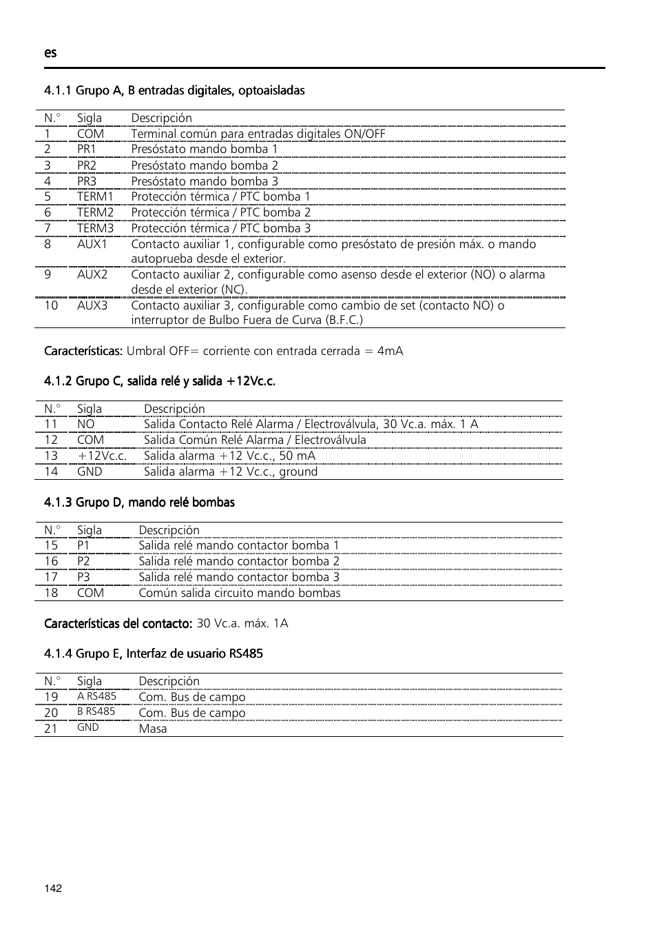 Xylem Fixed speed booster sets programming manual/Electronic control board SM30 User Manual | Page 142 / 168