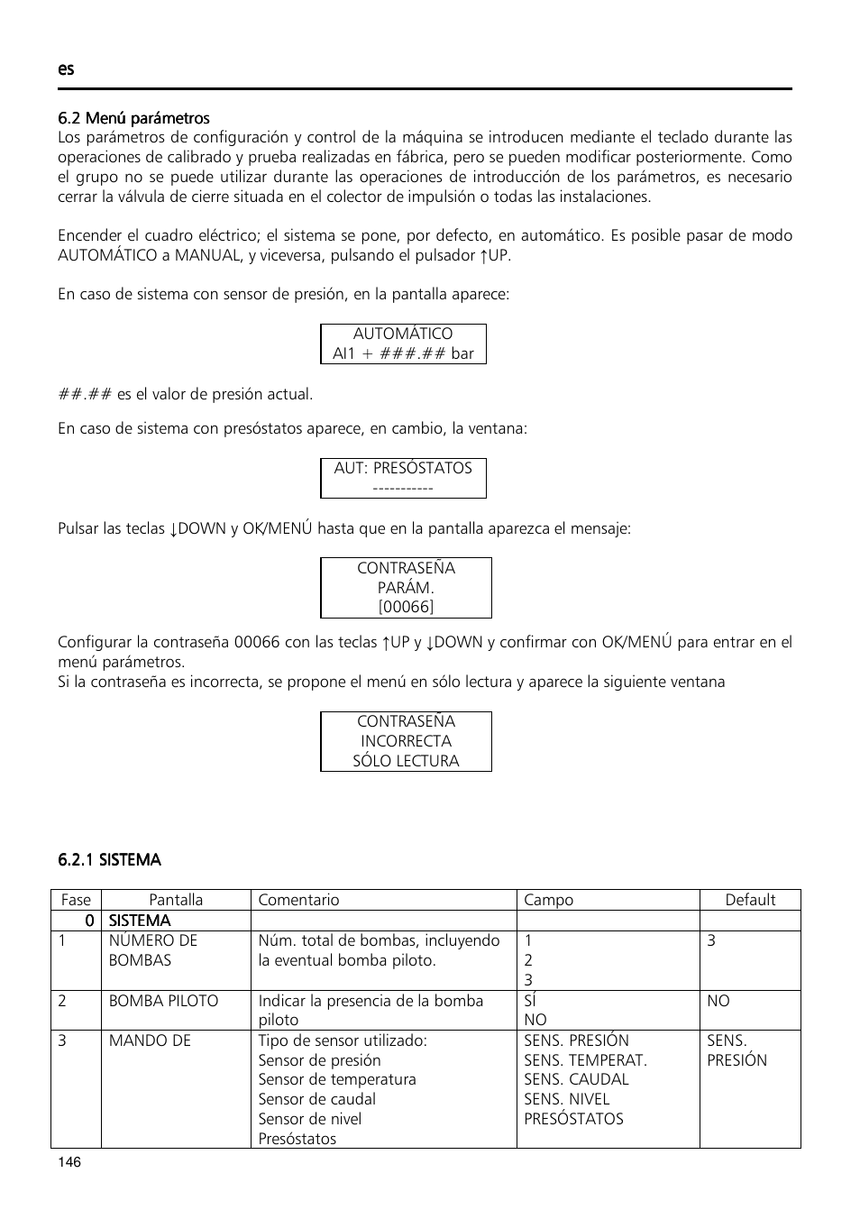 Xylem Fixed speed booster sets programming manual/Electronic control board SM30 User Manual | Page 146 / 168