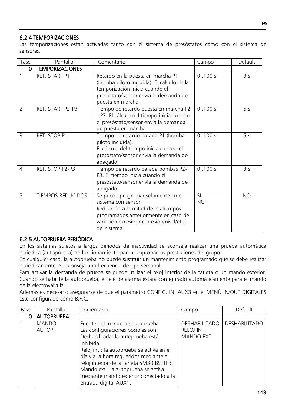 Xylem Fixed speed booster sets programming manual/Electronic control board SM30 User Manual | Page 149 / 168