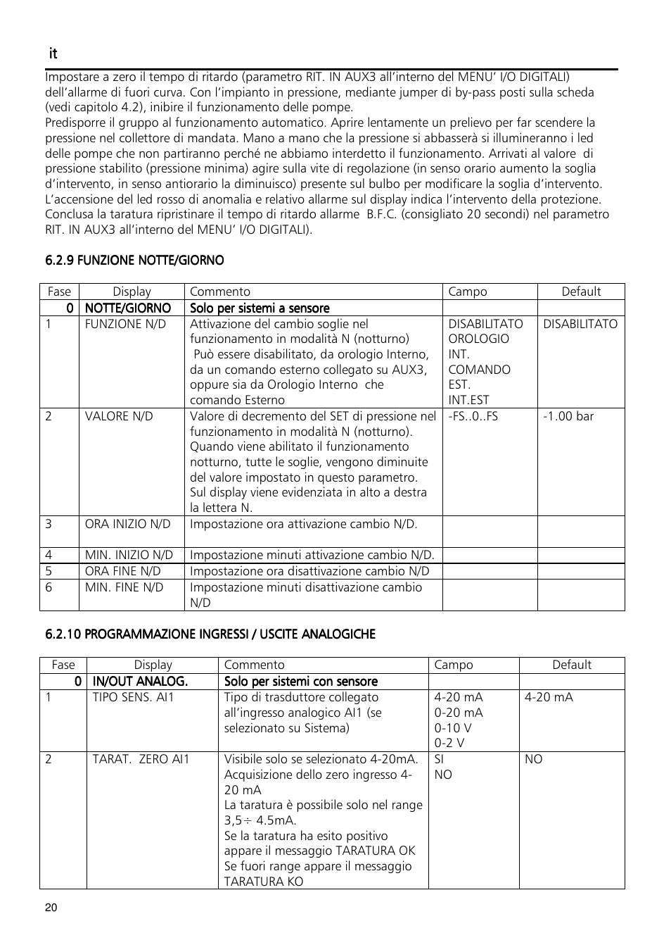 Xylem Fixed speed booster sets programming manual/Electronic control board SM30 User Manual | Page 20 / 168