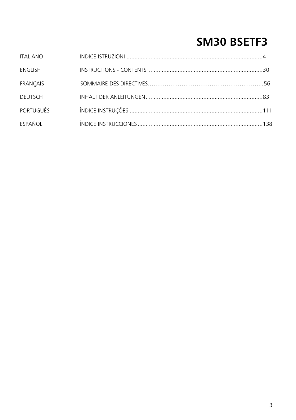 Sm30 bsetf3 | Xylem Fixed speed booster sets programming manual/Electronic control board SM30 User Manual | Page 3 / 168
