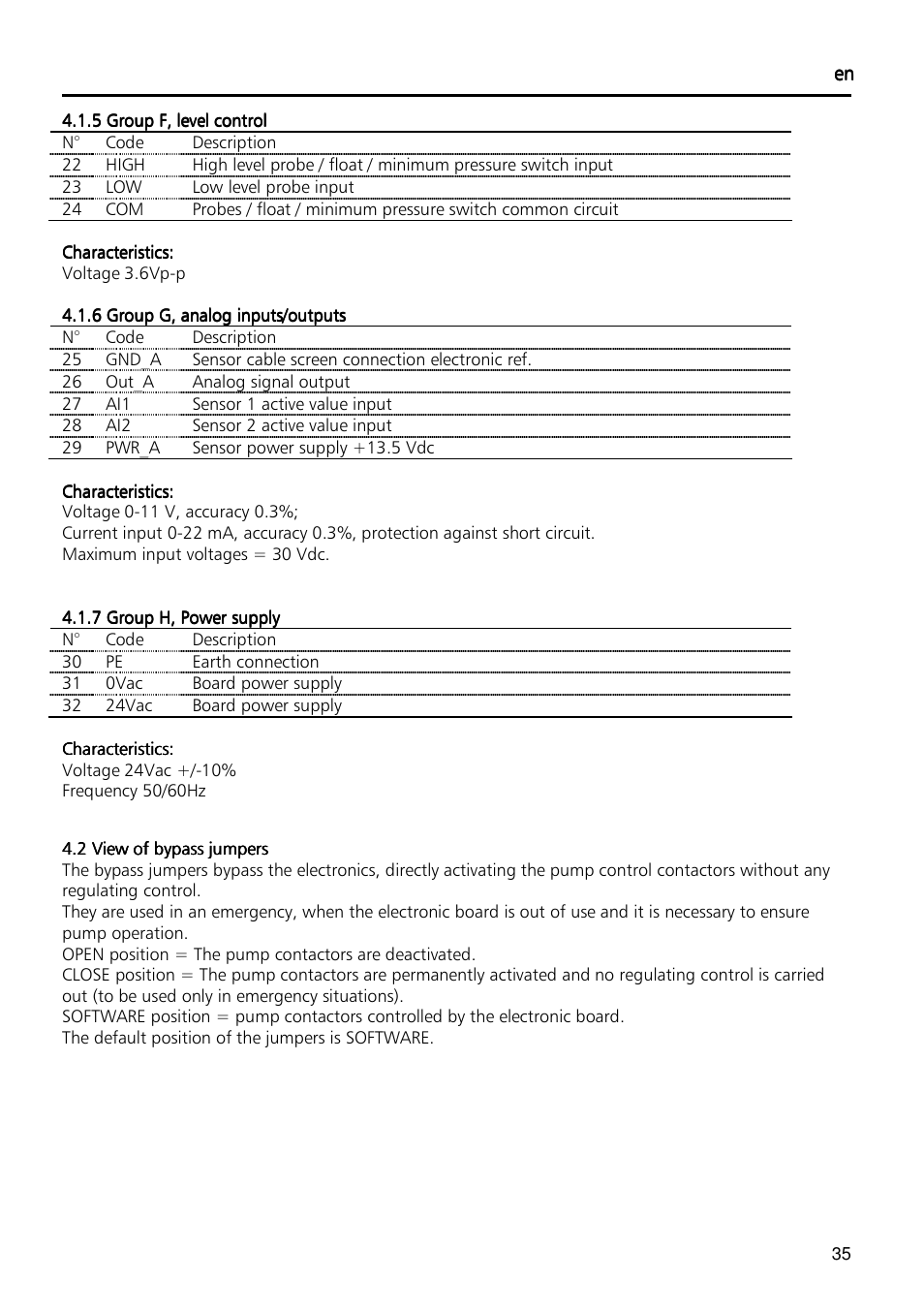 Xylem Fixed speed booster sets programming manual/Electronic control board SM30 User Manual | Page 35 / 168