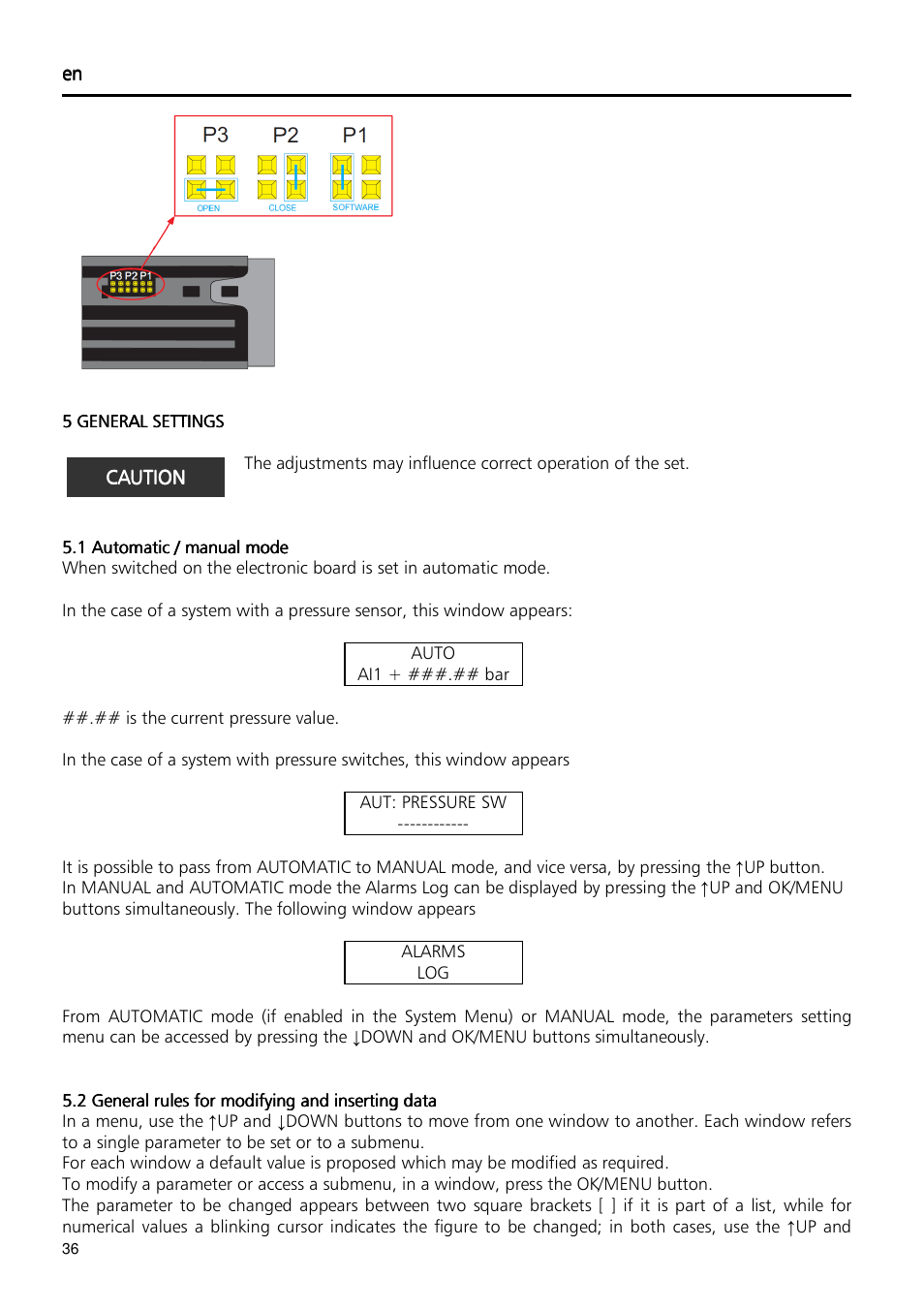 Xylem Fixed speed booster sets programming manual/Electronic control board SM30 User Manual | Page 36 / 168