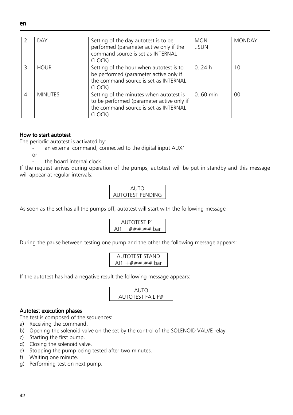 Xylem Fixed speed booster sets programming manual/Electronic control board SM30 User Manual | Page 42 / 168