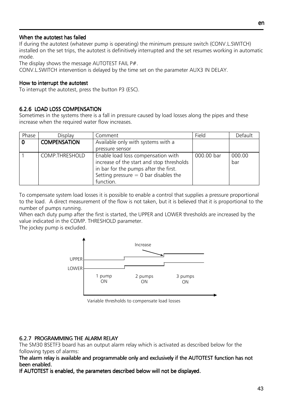 Xylem Fixed speed booster sets programming manual/Electronic control board SM30 User Manual | Page 43 / 168
