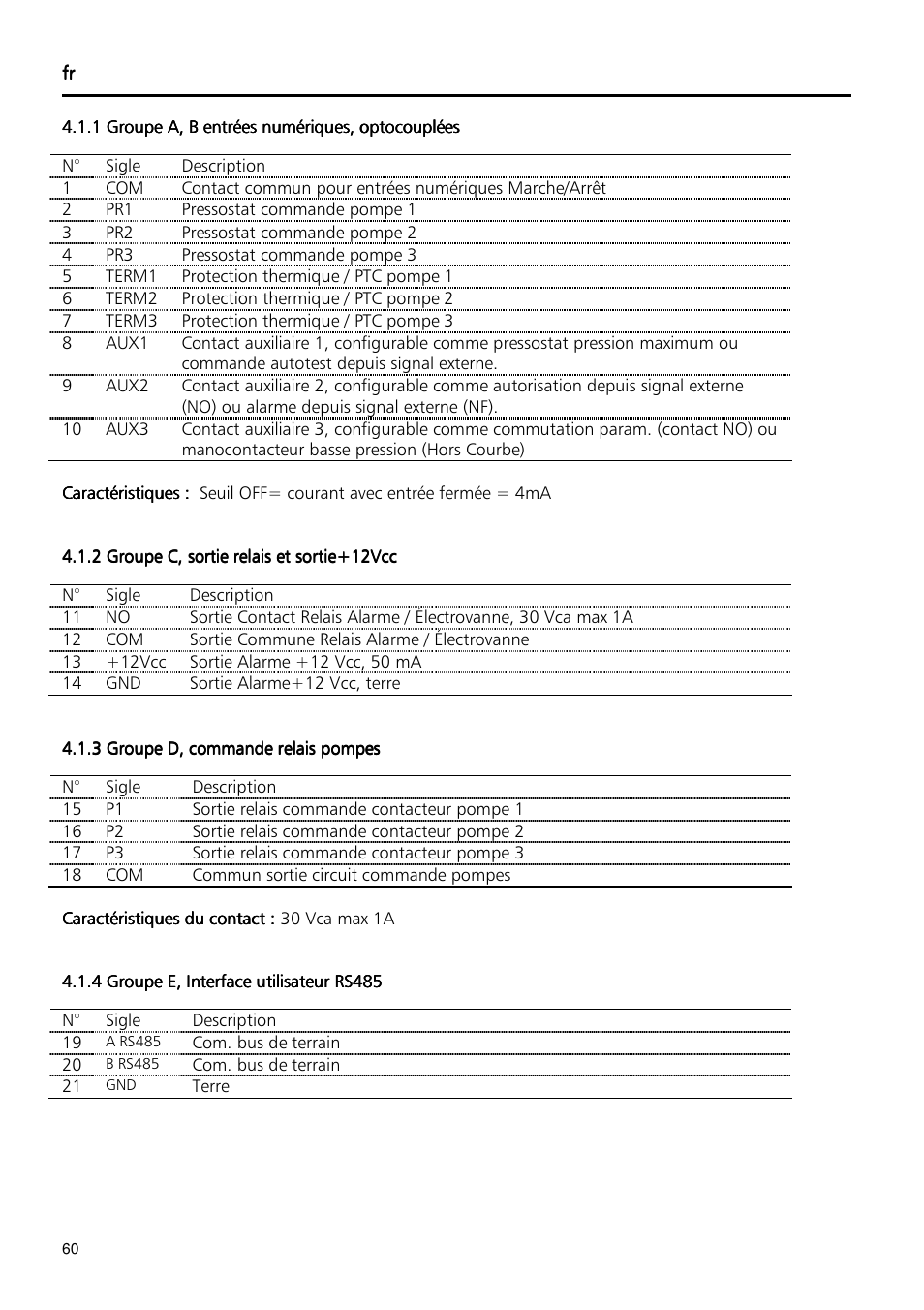 Xylem Fixed speed booster sets programming manual/Electronic control board SM30 User Manual | Page 60 / 168