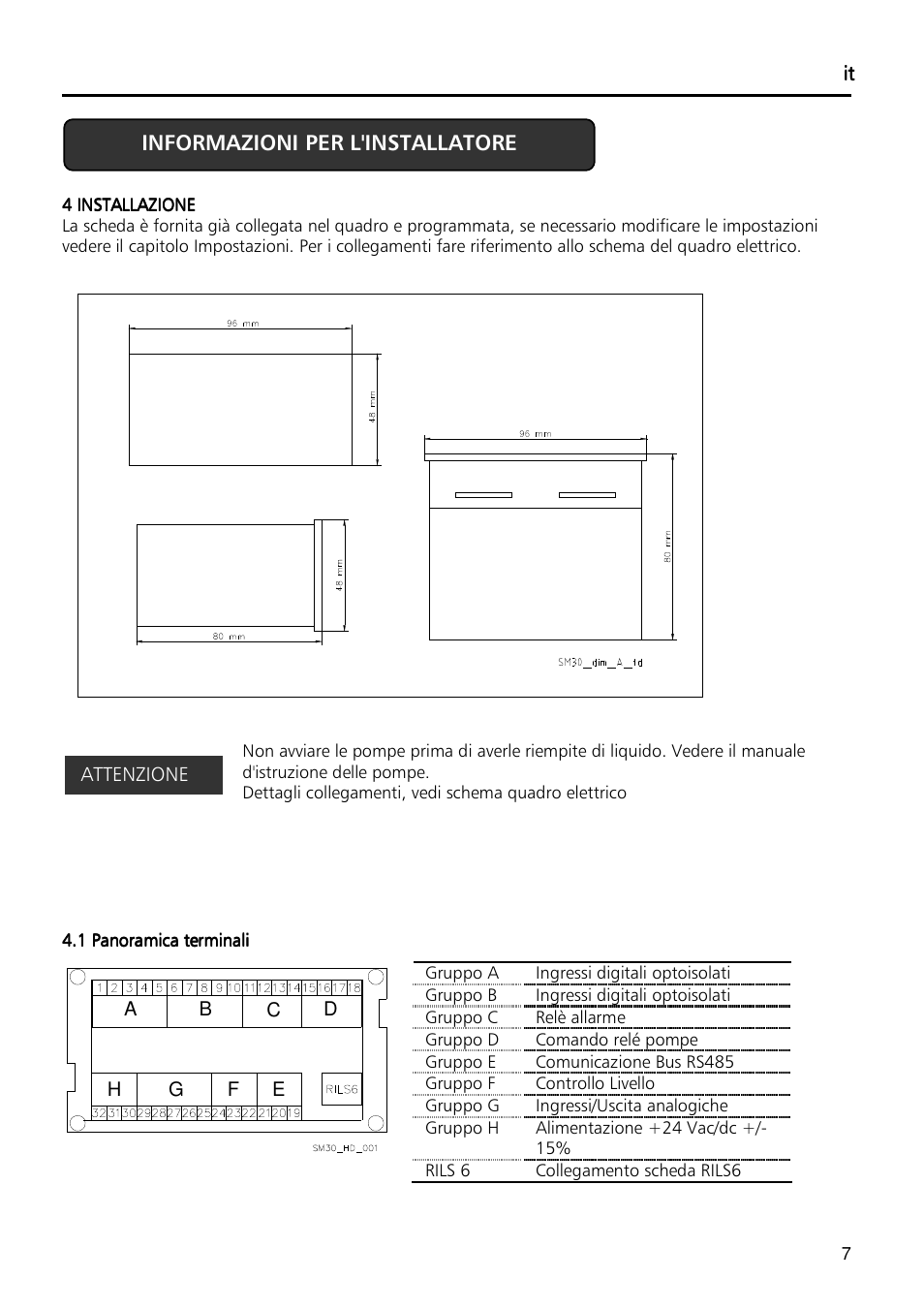 Xylem Fixed speed booster sets programming manual/Electronic control board SM30 User Manual | Page 7 / 168