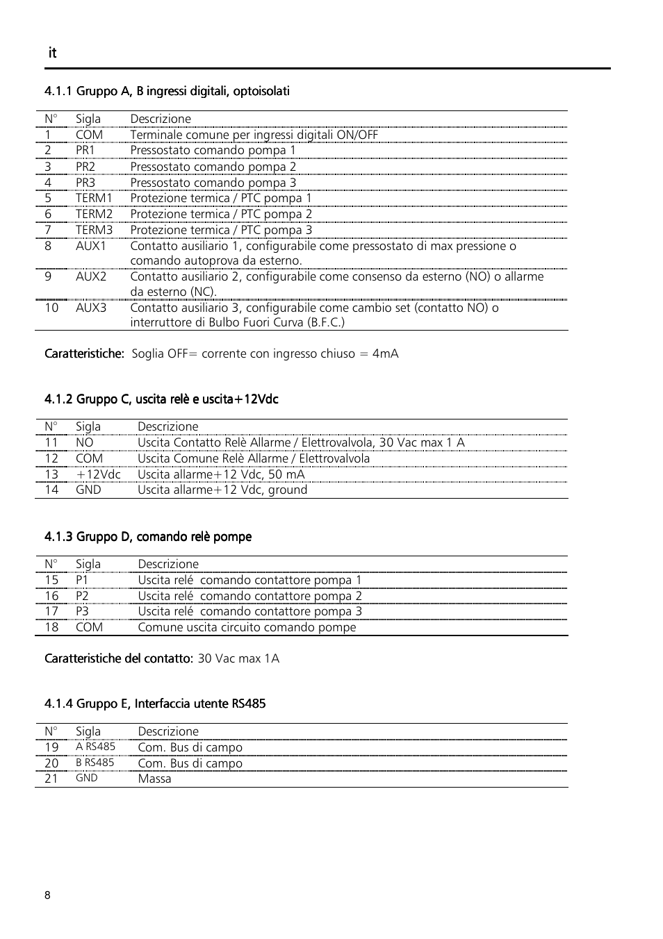 Xylem Fixed speed booster sets programming manual/Electronic control board SM30 User Manual | Page 8 / 168