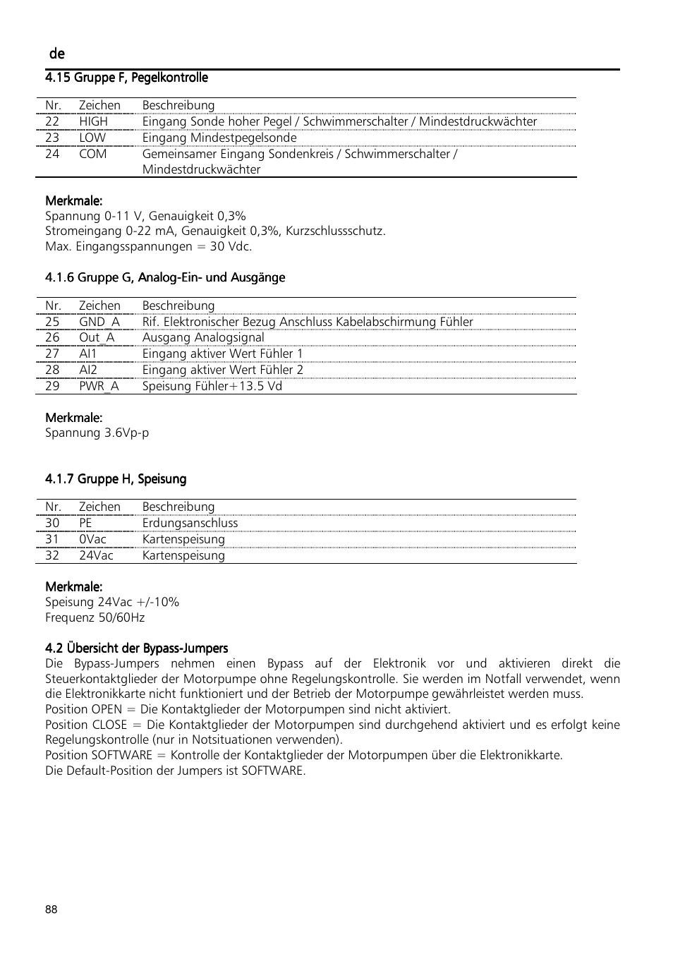 Xylem Fixed speed booster sets programming manual/Electronic control board SM30 User Manual | Page 88 / 168