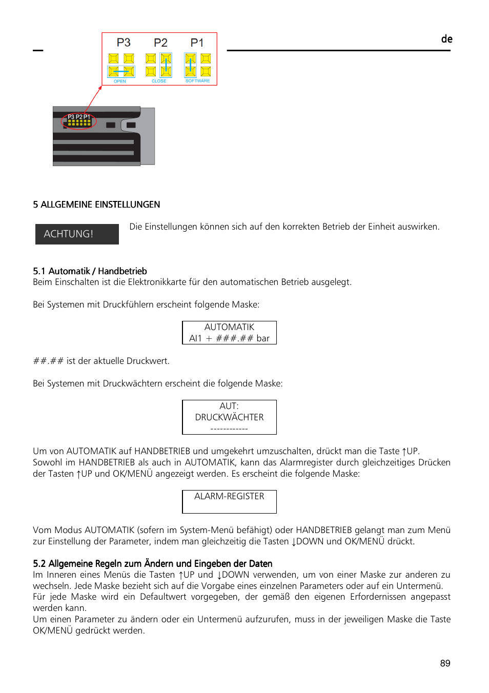 Xylem Fixed speed booster sets programming manual/Electronic control board SM30 User Manual | Page 89 / 168