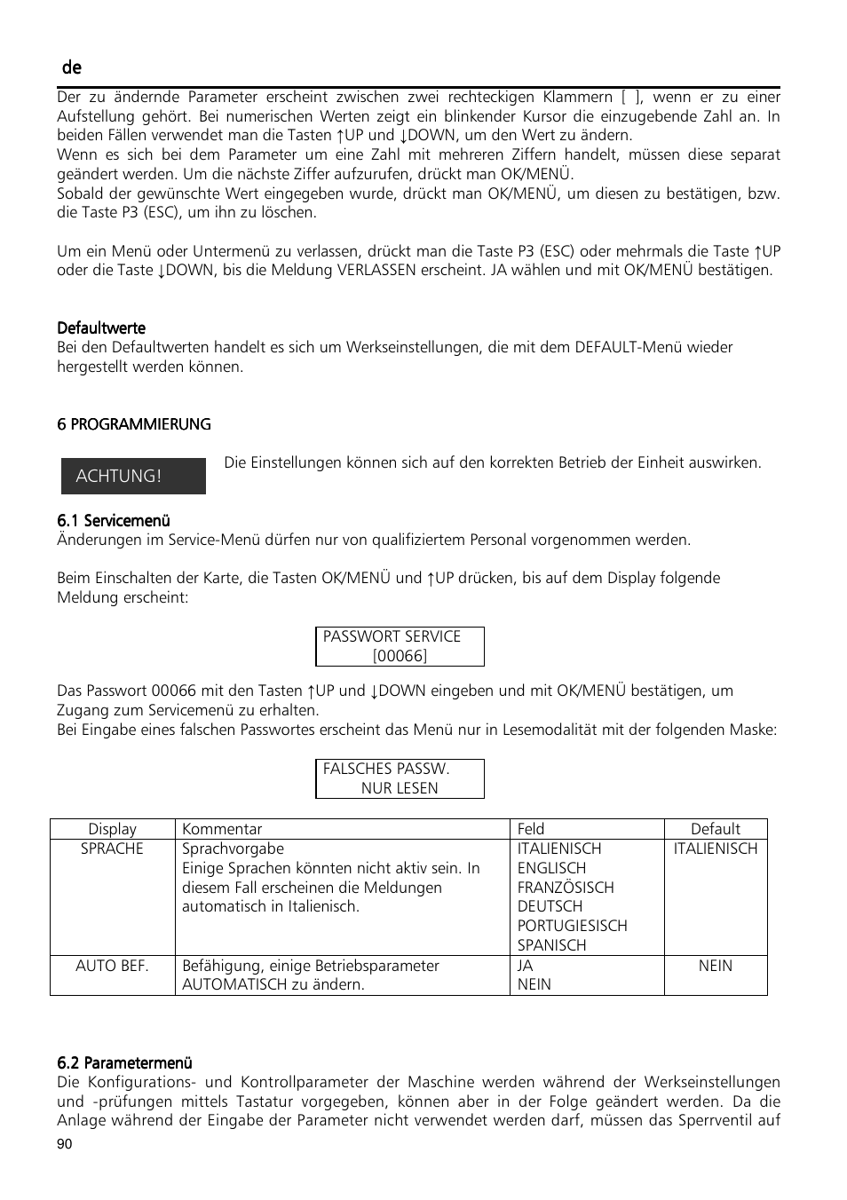 Xylem Fixed speed booster sets programming manual/Electronic control board SM30 User Manual | Page 90 / 168