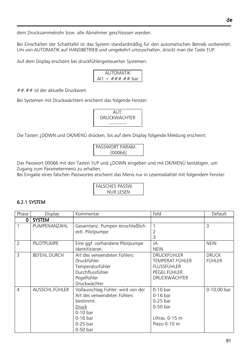 Xylem Fixed speed booster sets programming manual/Electronic control board SM30 User Manual | Page 91 / 168