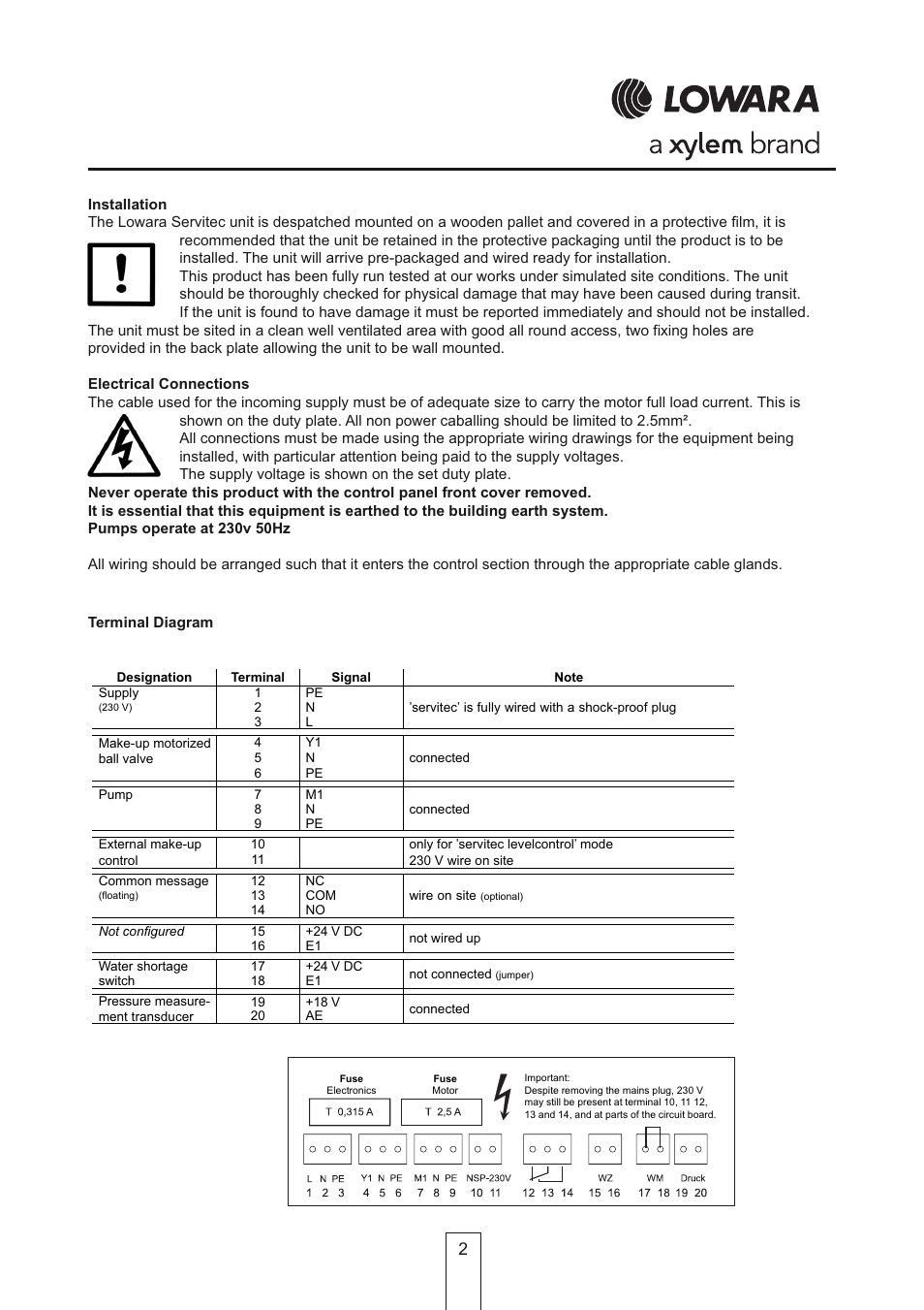 Xylem Lowara Servitec Degassing Unit OMI User Manual | Page 2 / 12