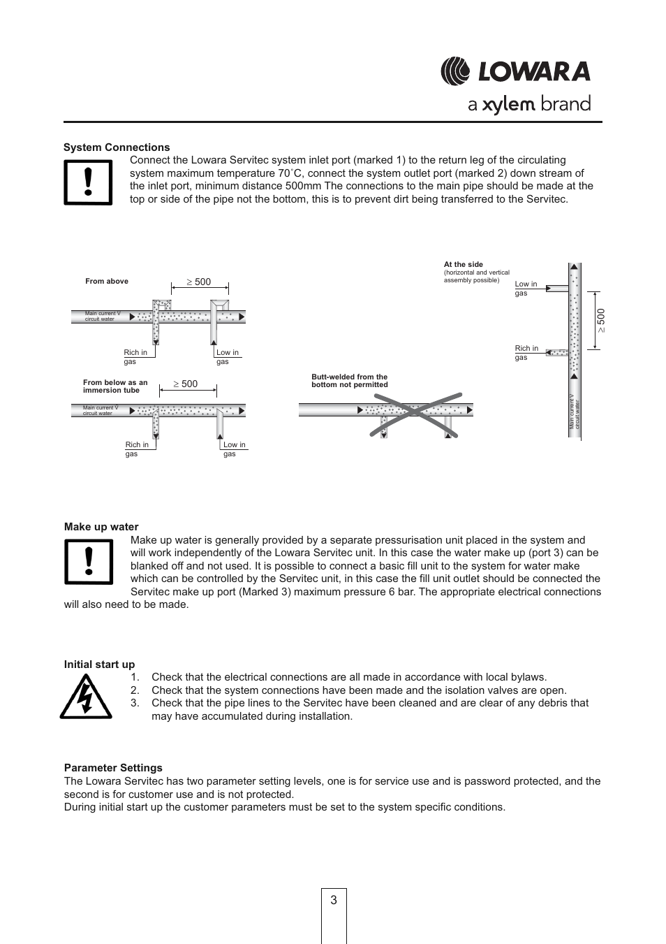 Xylem Lowara Servitec Degassing Unit OMI User Manual | Page 3 / 12