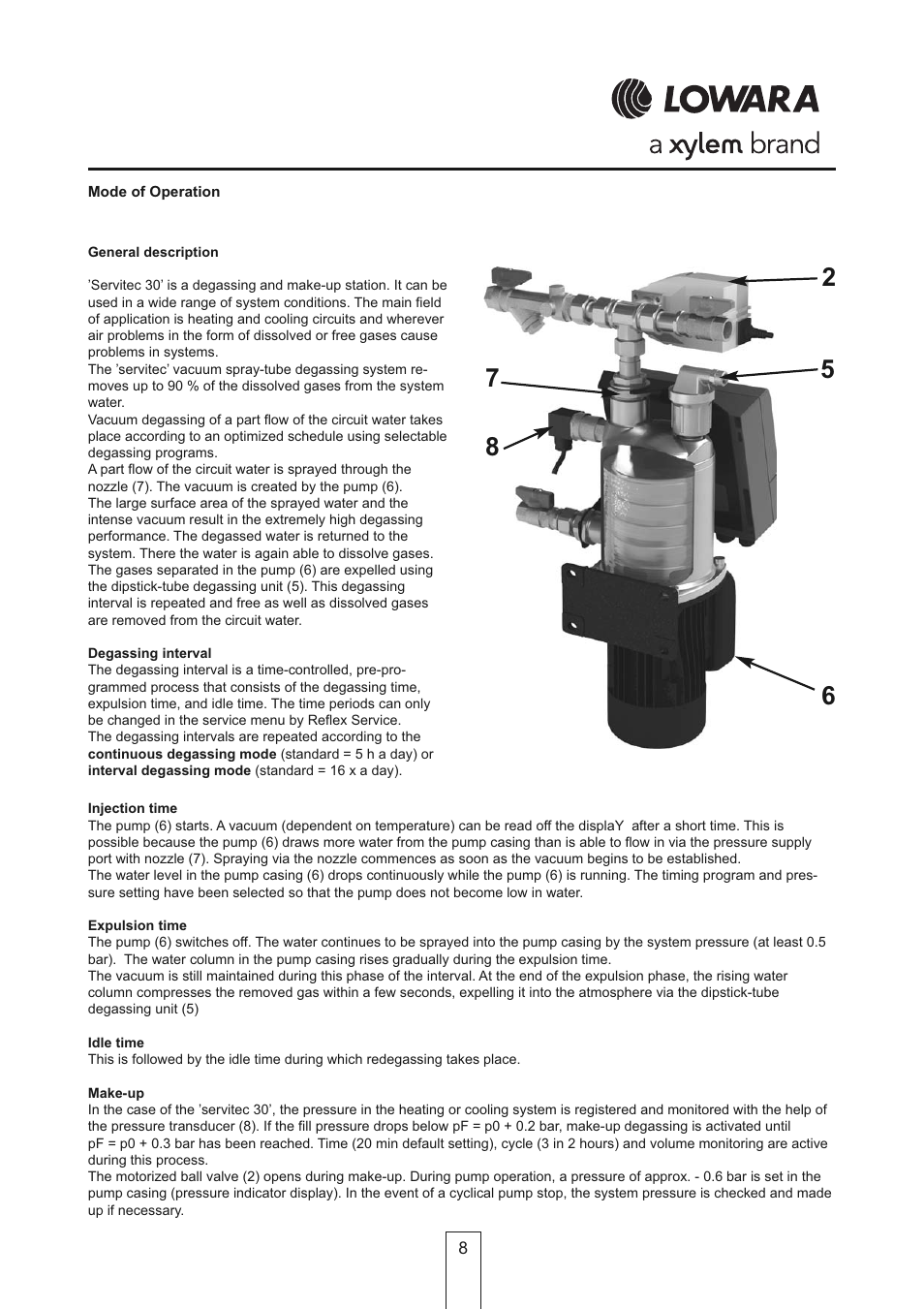 Xylem Lowara Servitec Degassing Unit OMI User Manual | Page 8 / 12