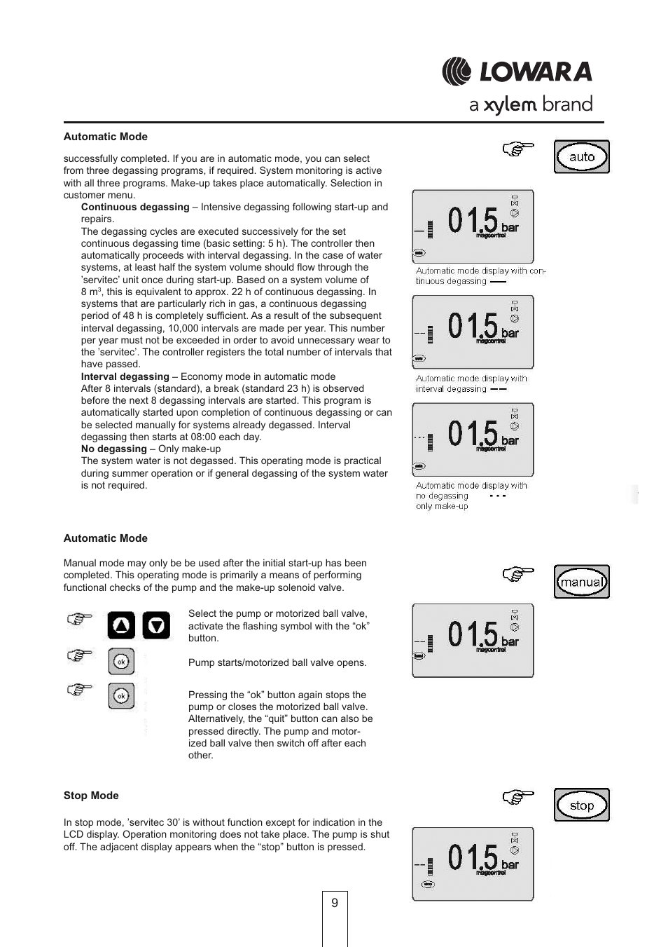 Xylem Lowara Servitec Degassing Unit OMI User Manual | Page 9 / 12
