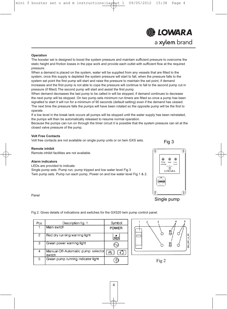 Fig 2, Fig 3, Single pump | Xylem O&M Mini F Series Variable Speed User Manual | Page 4 / 6