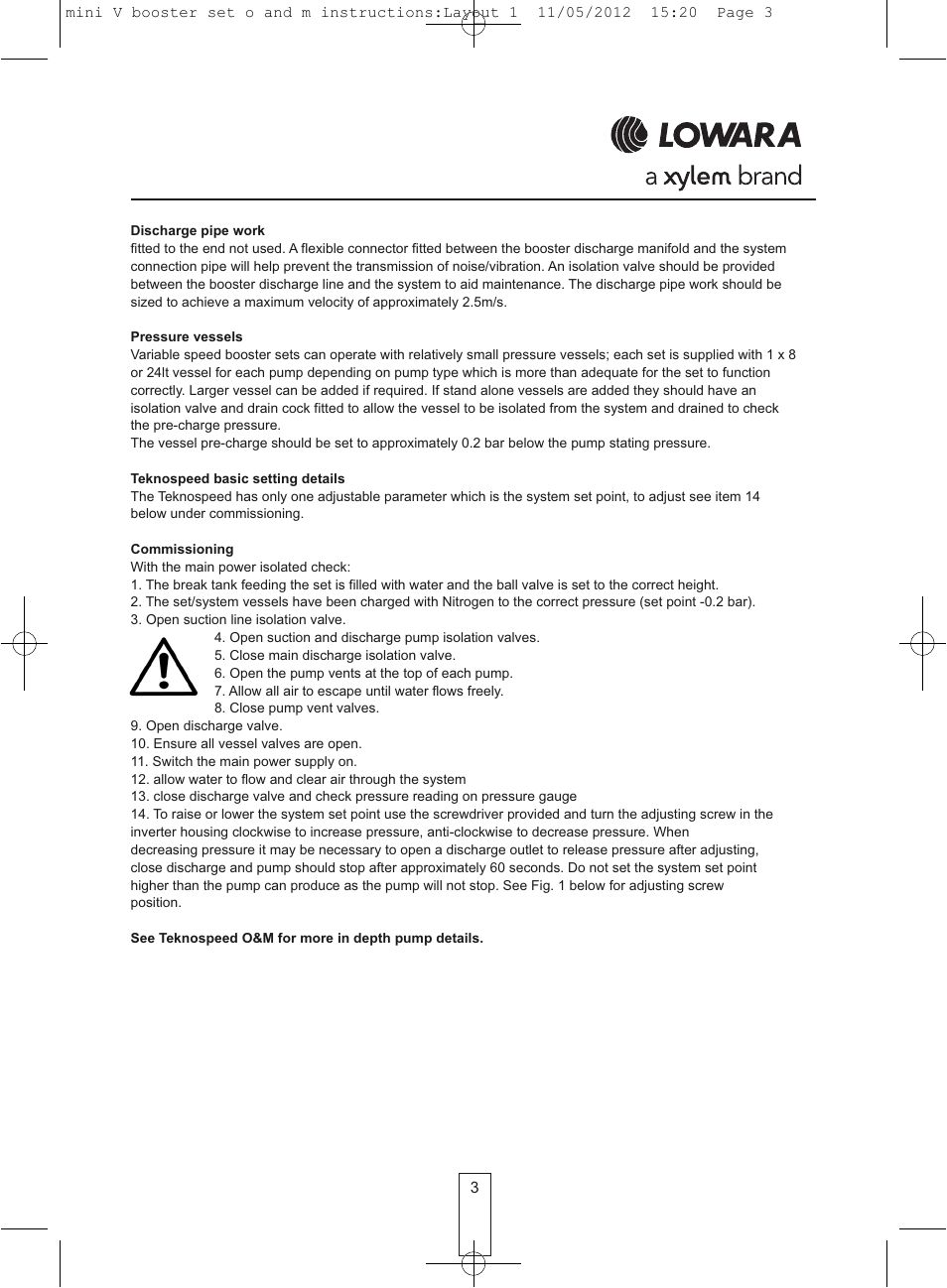 Xylem O&M Mini V Series Variable Speed User Manual | Page 3 / 6