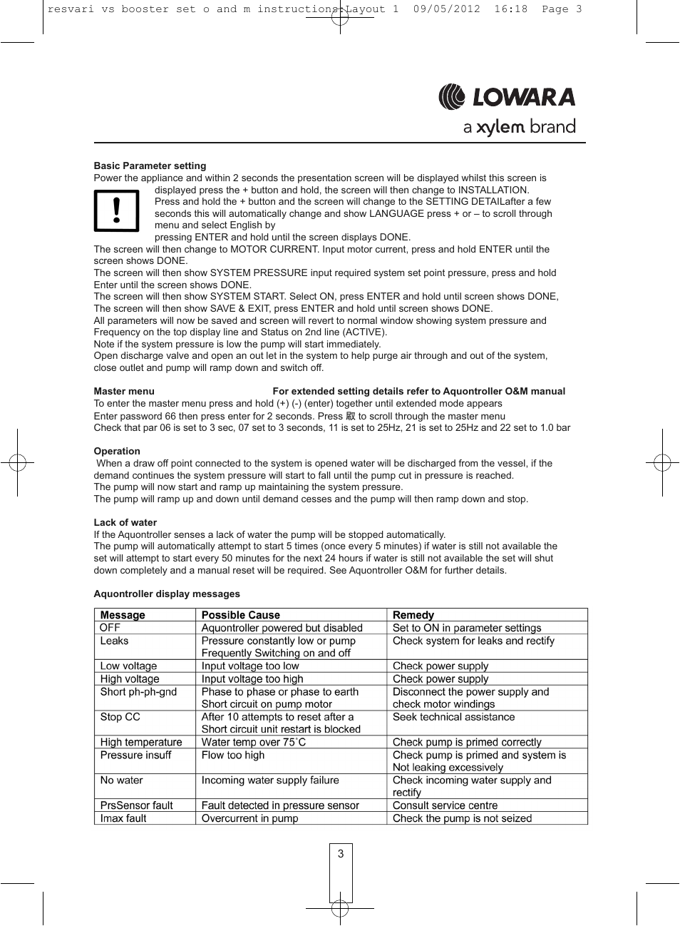Xylem Resvari Booster Set Variable Speed User Manual | Page 3 / 4
