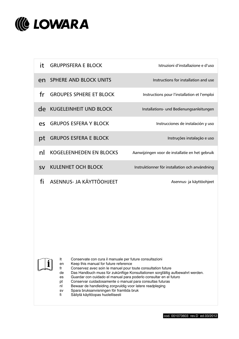 Xylem Sphere and Block Units User Manual | 40 pages