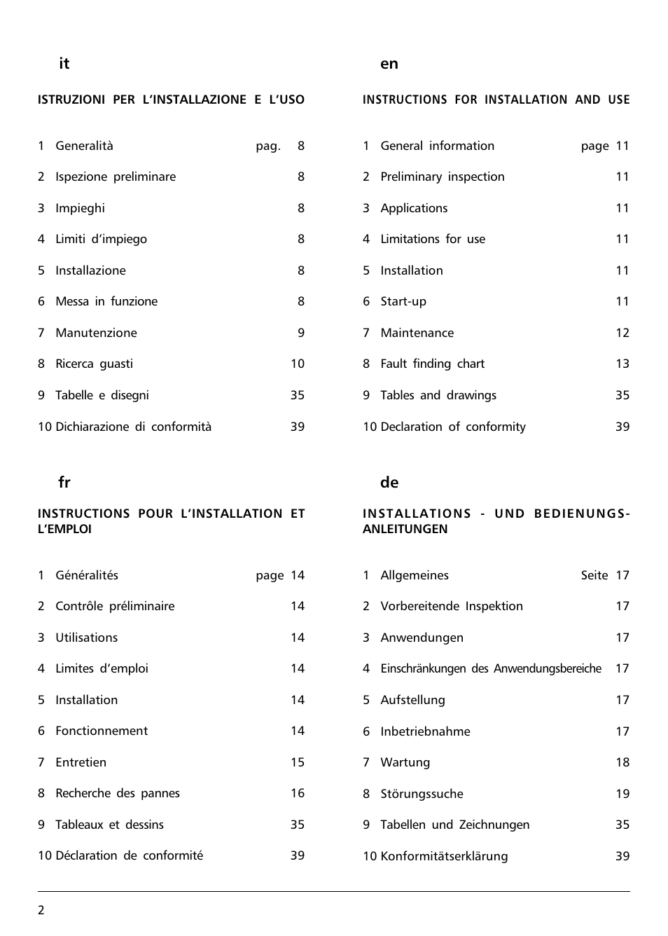 De fr en it | Xylem Sphere and Block Units User Manual | Page 2 / 40