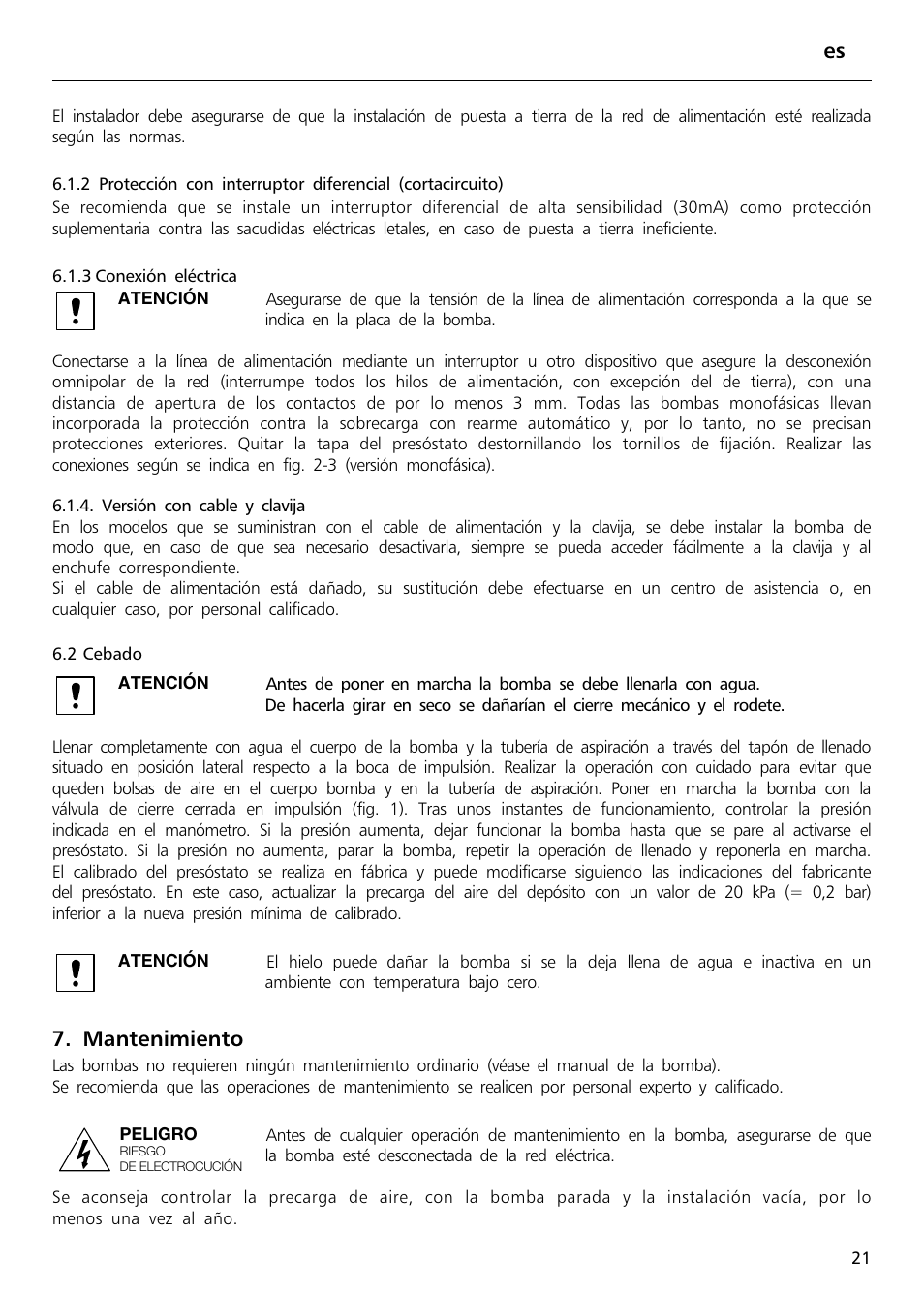 Mantenimiento | Xylem Sphere and Block Units User Manual | Page 21 / 40