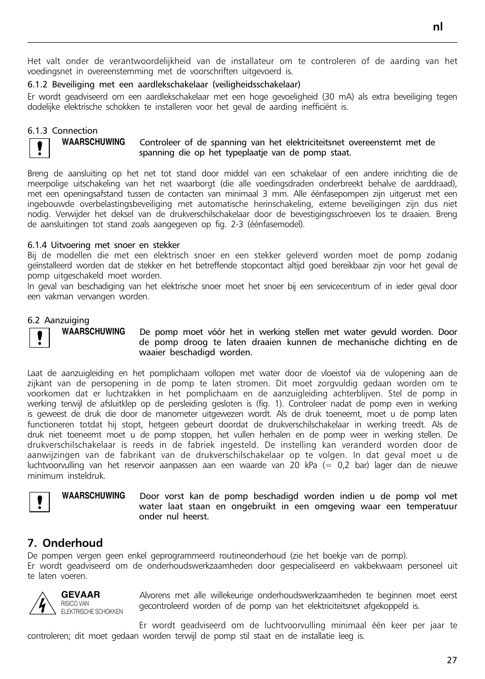 Onderhoud | Xylem Sphere and Block Units User Manual | Page 27 / 40