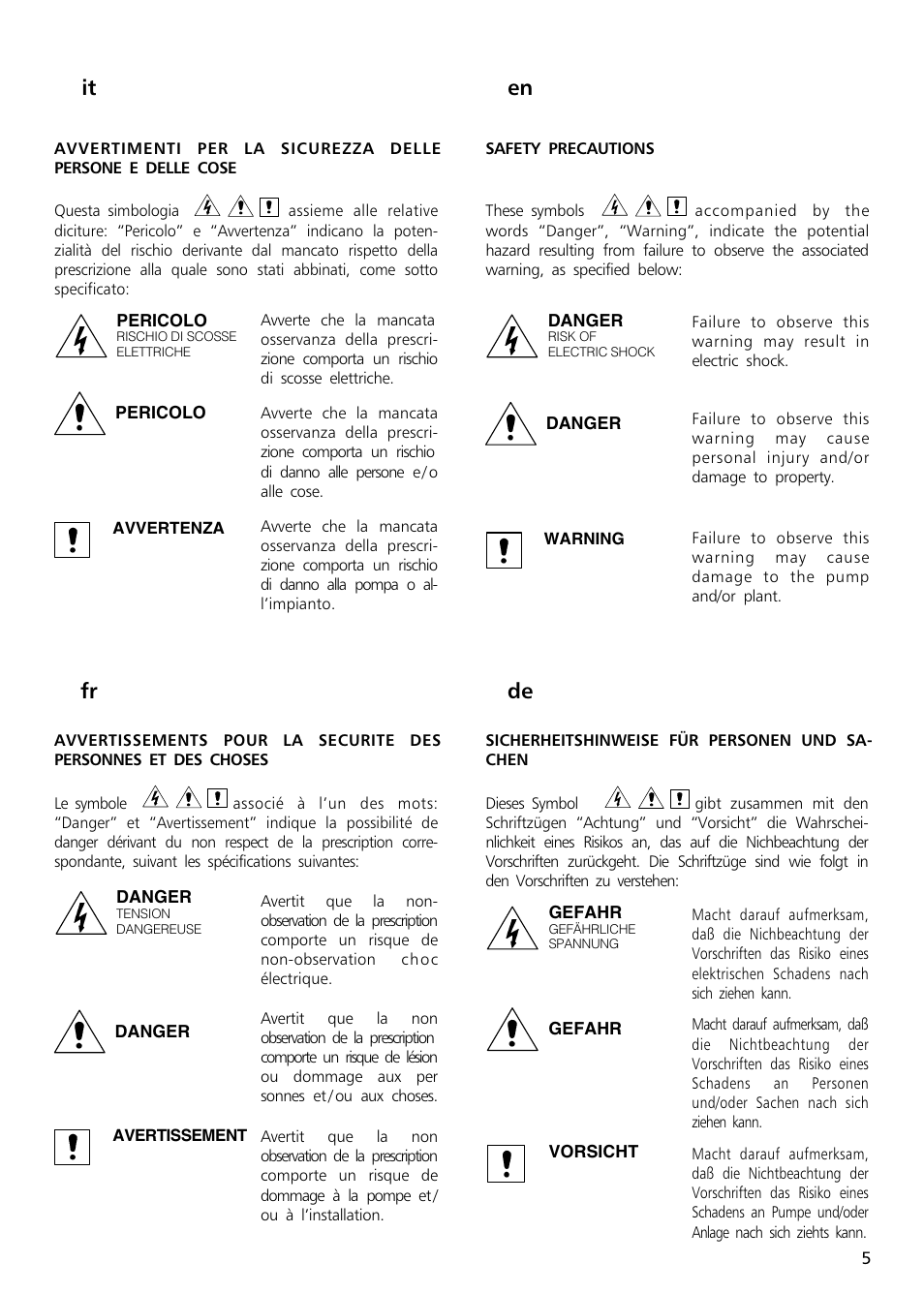 De fr en it | Xylem Sphere and Block Units User Manual | Page 5 / 40