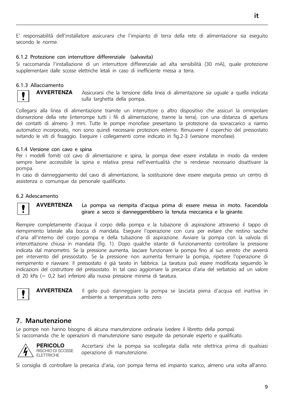 Manutenzione | Xylem Sphere and Block Units User Manual | Page 9 / 40