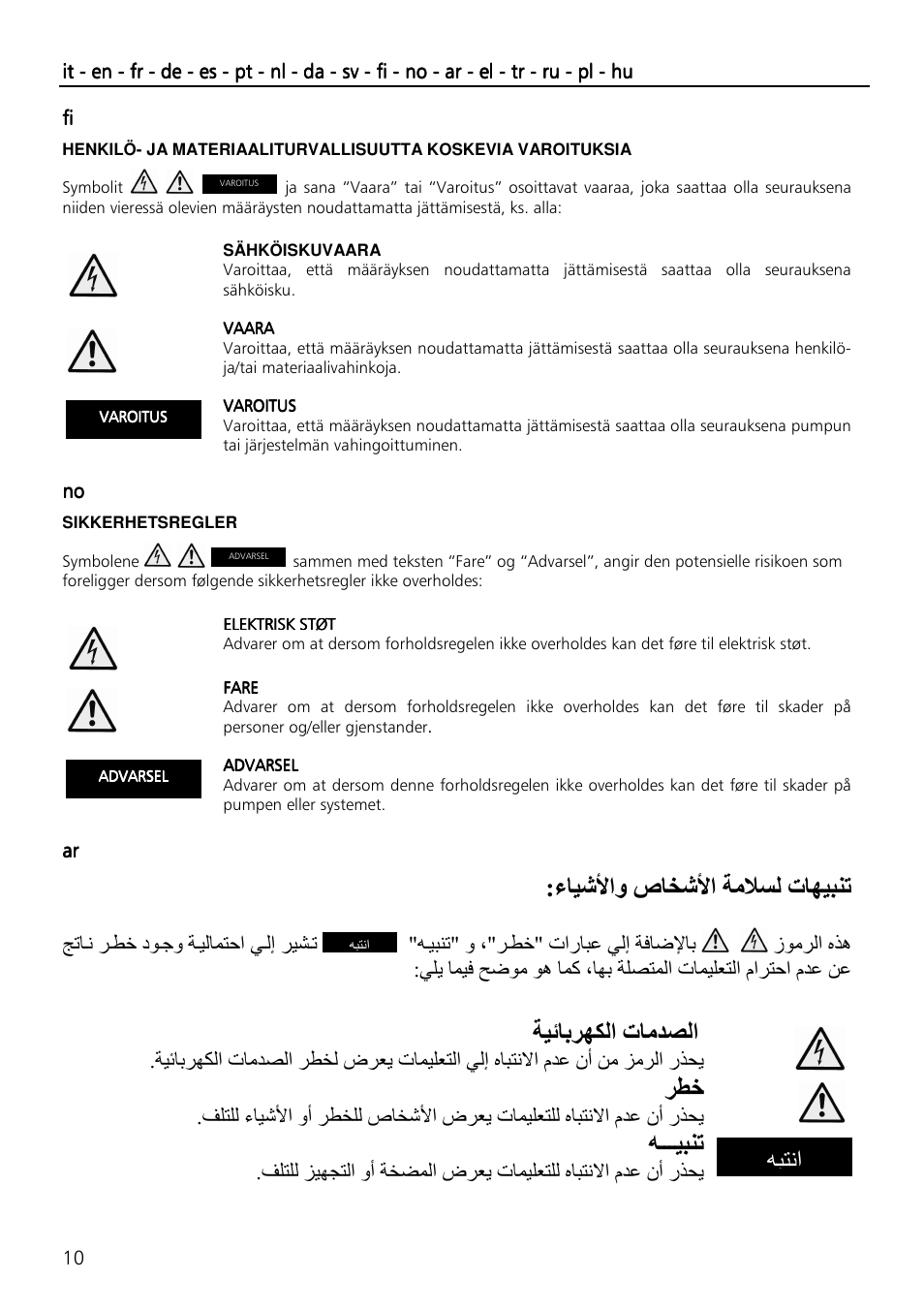 ﺏا ت ا, ـــ ﺕ | Xylem SVI Vertical Multistage Centrifugal User Manual | Page 10 / 84