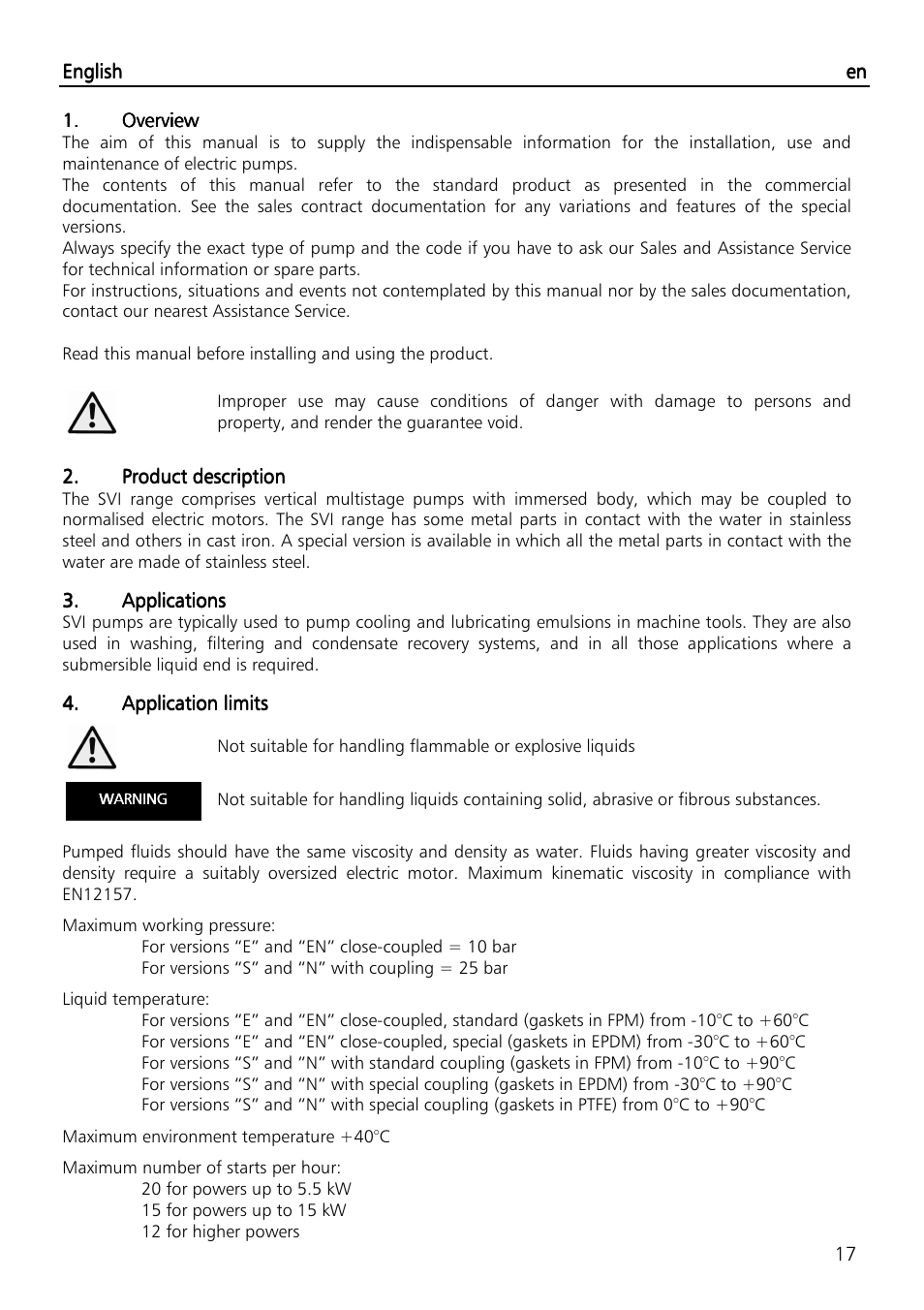 Xylem SVI Vertical Multistage Centrifugal User Manual | Page 17 / 84