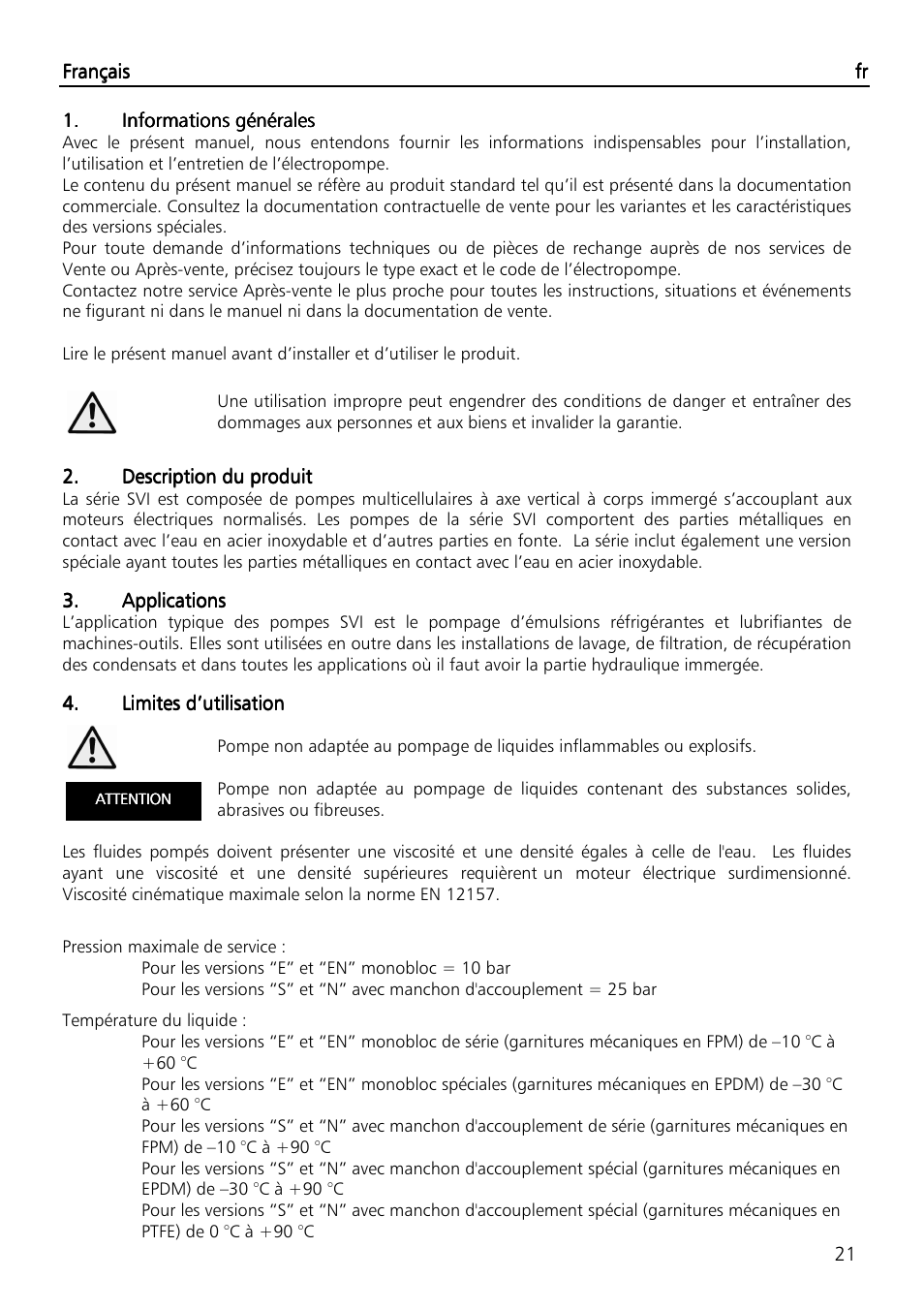 Xylem SVI Vertical Multistage Centrifugal User Manual | Page 21 / 84