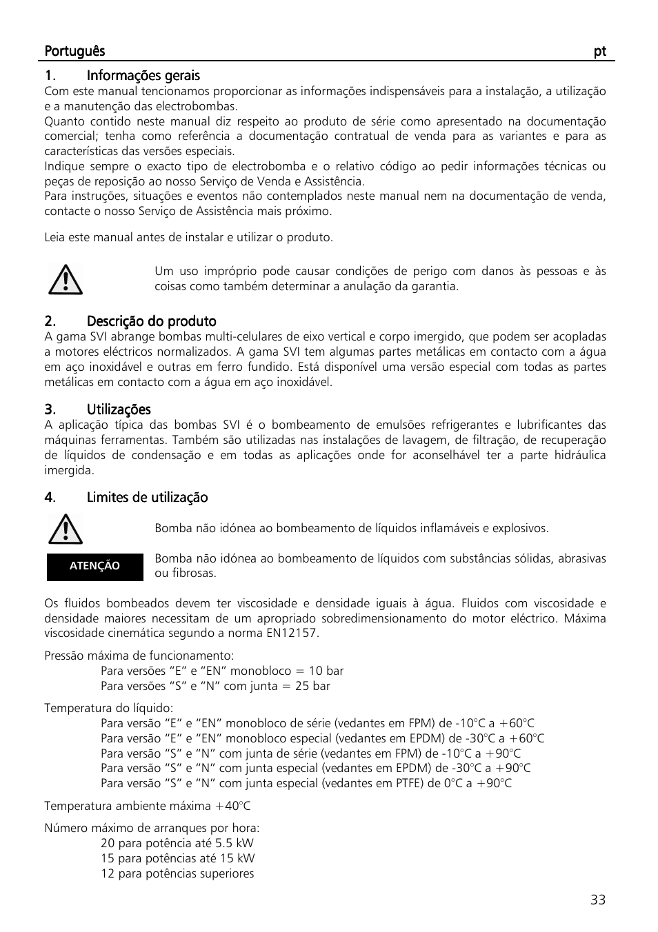 Xylem SVI Vertical Multistage Centrifugal User Manual | Page 33 / 84