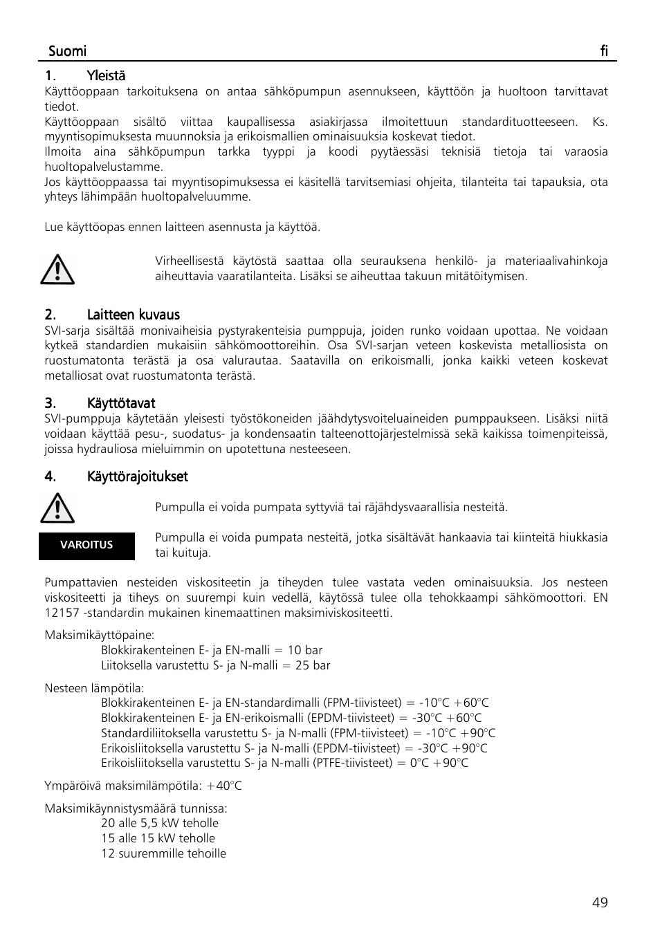 Xylem SVI Vertical Multistage Centrifugal User Manual | Page 49 / 84
