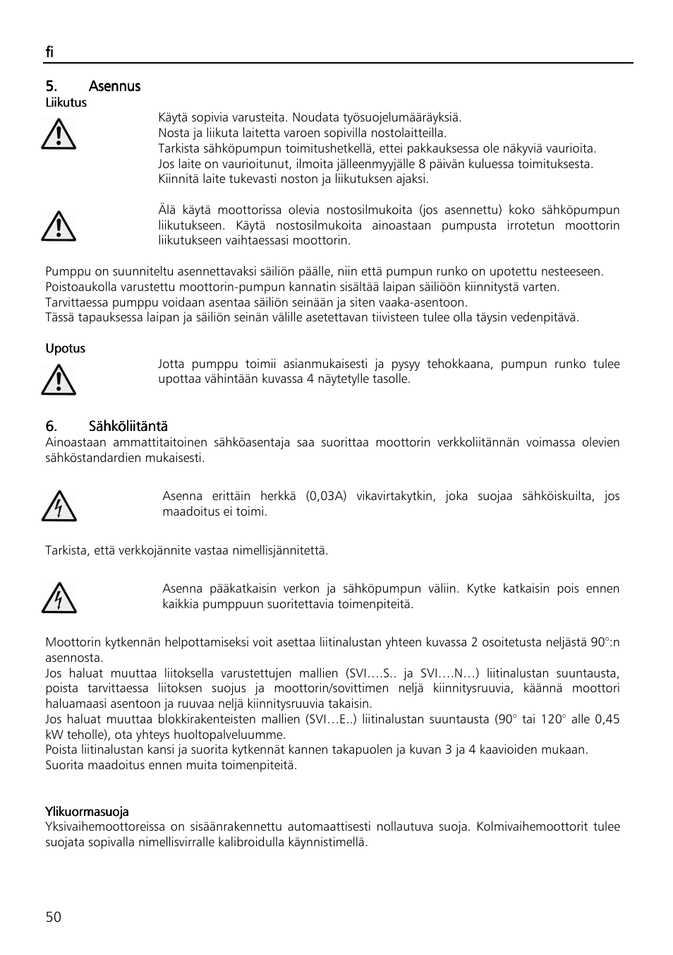 Xylem SVI Vertical Multistage Centrifugal User Manual | Page 50 / 84